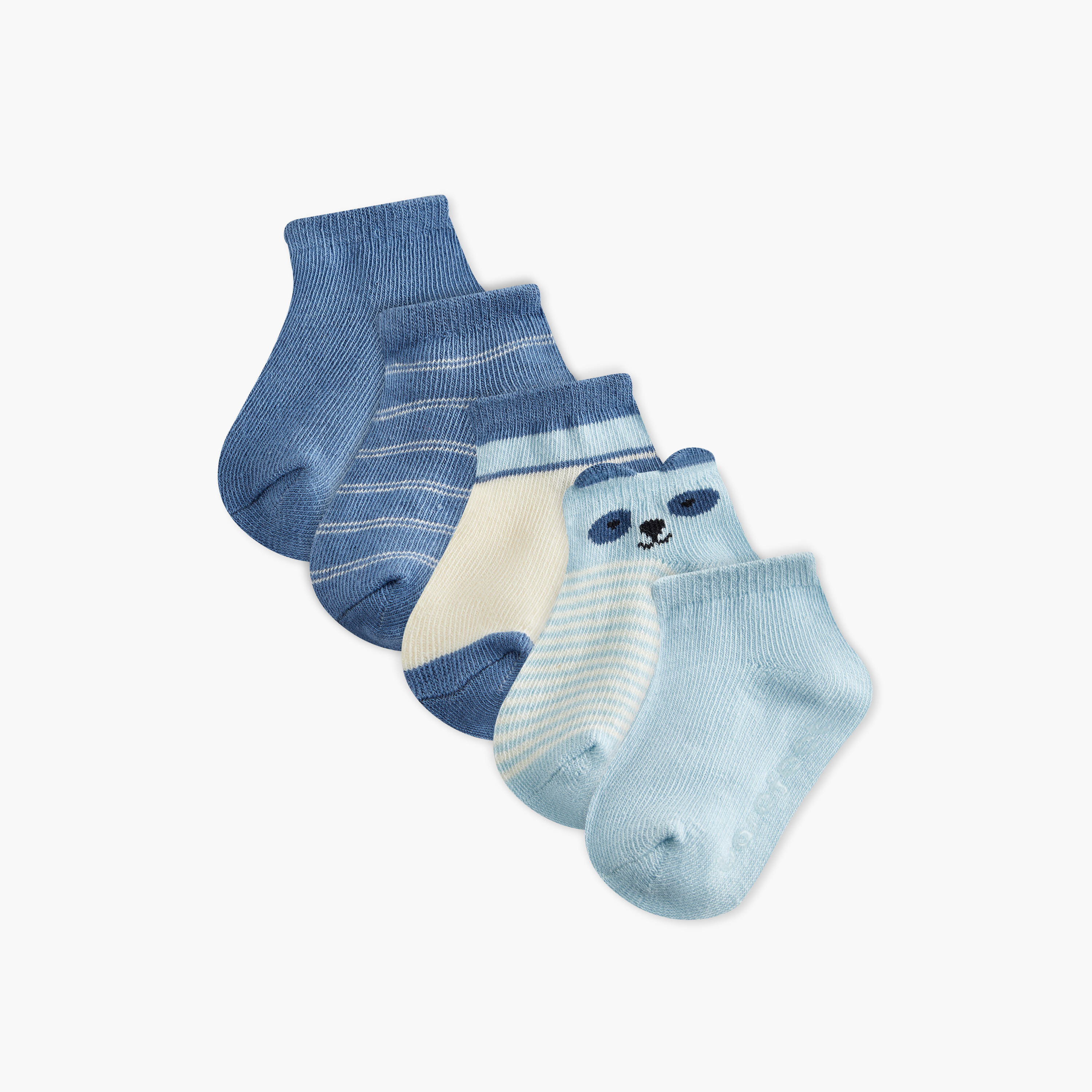 Barefeet Assorted Non Terry Ankle Length Socks - Set of 5-baby-girls-accessories-socks-image-1