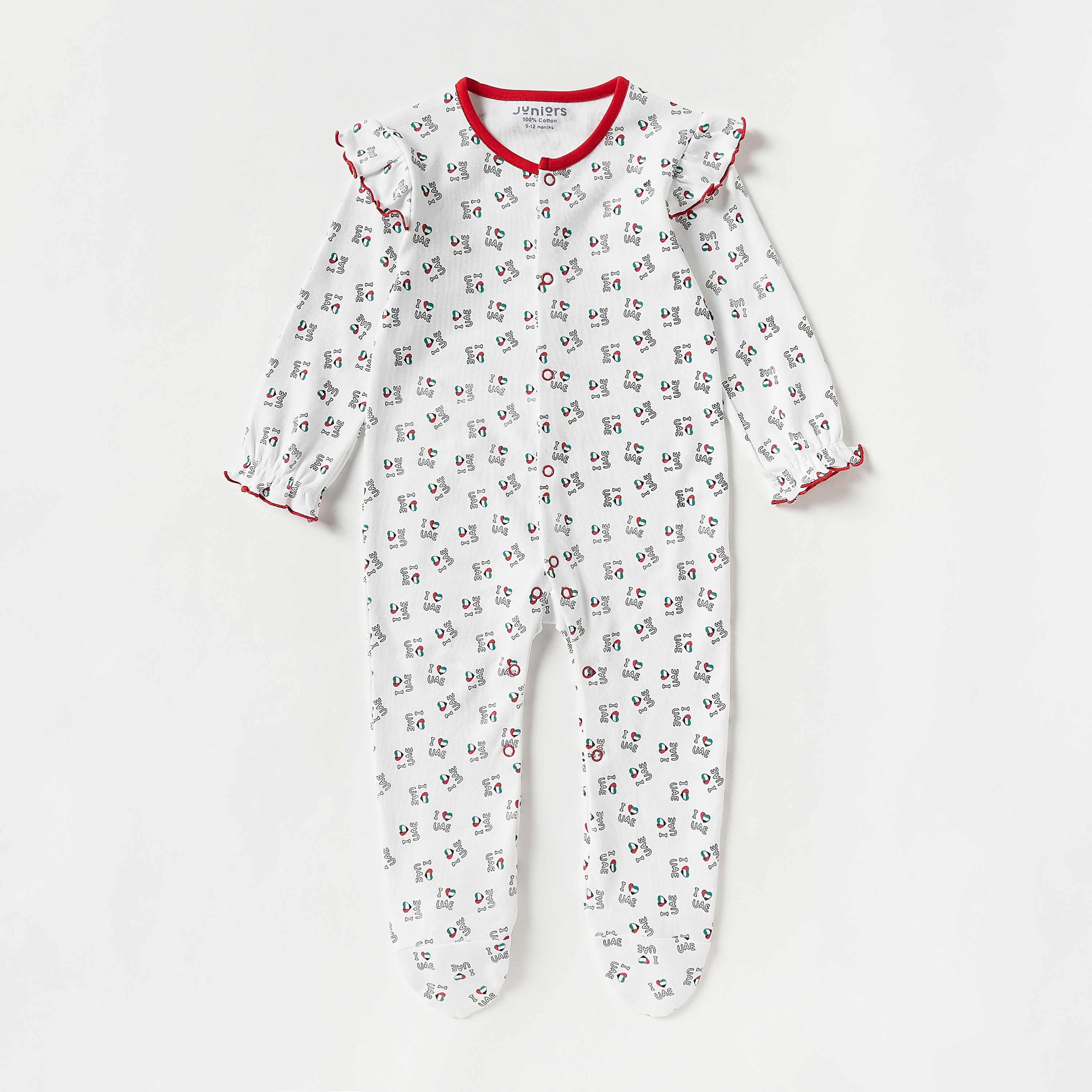 بدلة نوم بكشكش وطبعات اليوم الوطني للإمارات من جونيورز-baby-boys-clothing-nightwear-sleepsuits-image-1