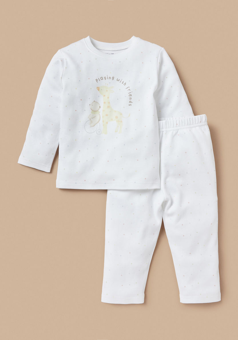 Juniors Giraffe Print T-shirt and Pyjama Set-Pyjama Sets-image-0
