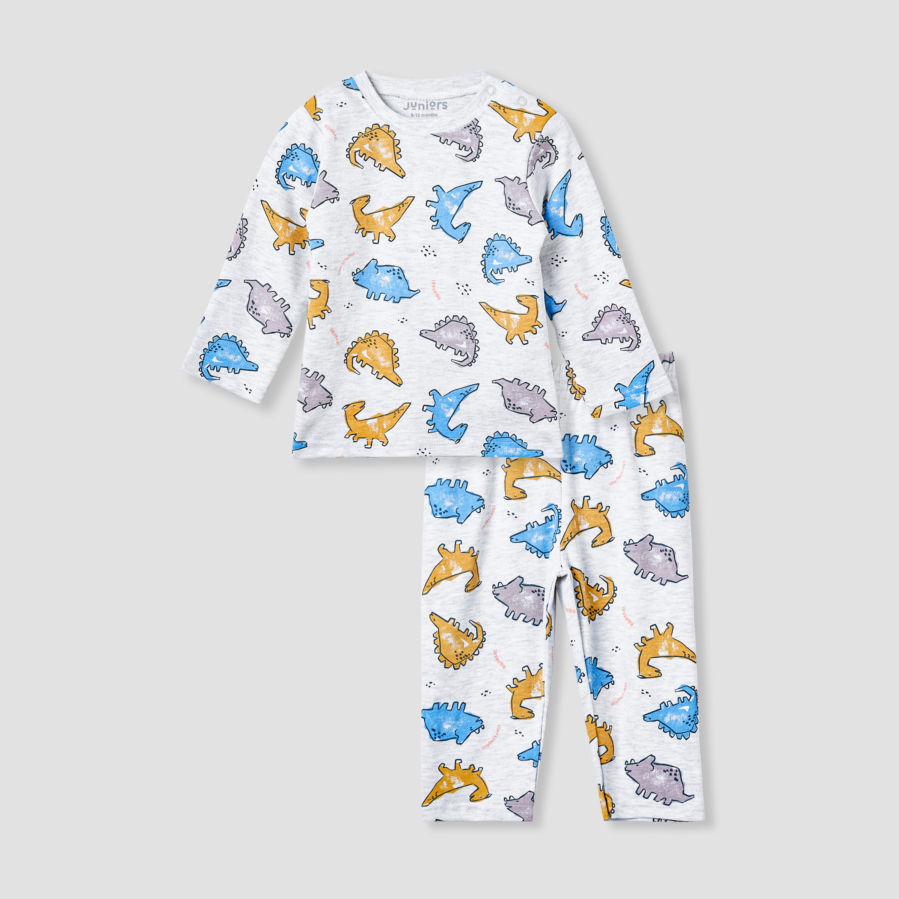 Juniors Dinosaur Print T-shirt and Pyjama Set-baby-boys-clothing-nightwear-pyjamasets-image-1