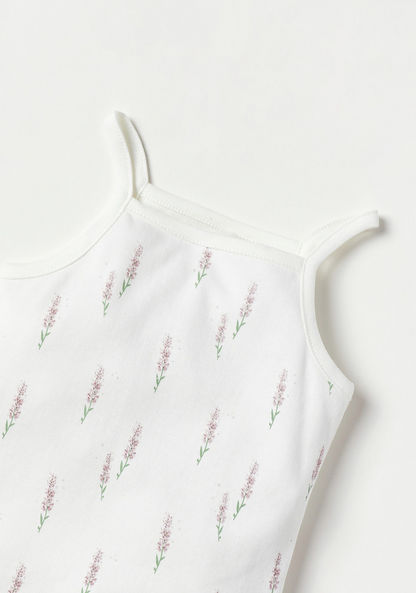 Juniors Floral Print Bodysuit with Spaghetti Straps and Button Closure-Bodysuits-image-1