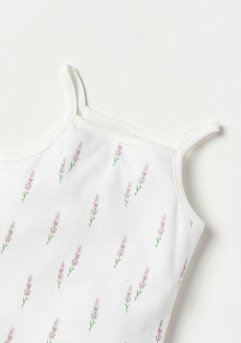 Juniors Floral Print Bodysuit with Spaghetti Straps and Button Closure-Bodysuits-image-1