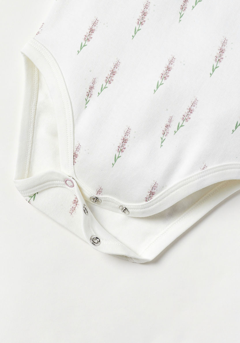 Juniors Floral Print Bodysuit with Spaghetti Straps and Button Closure-Bodysuits-image-2