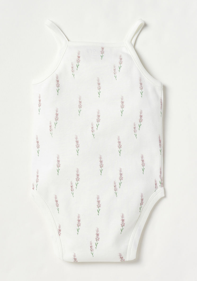 Juniors Floral Print Bodysuit with Spaghetti Straps and Button Closure-Bodysuits-image-3