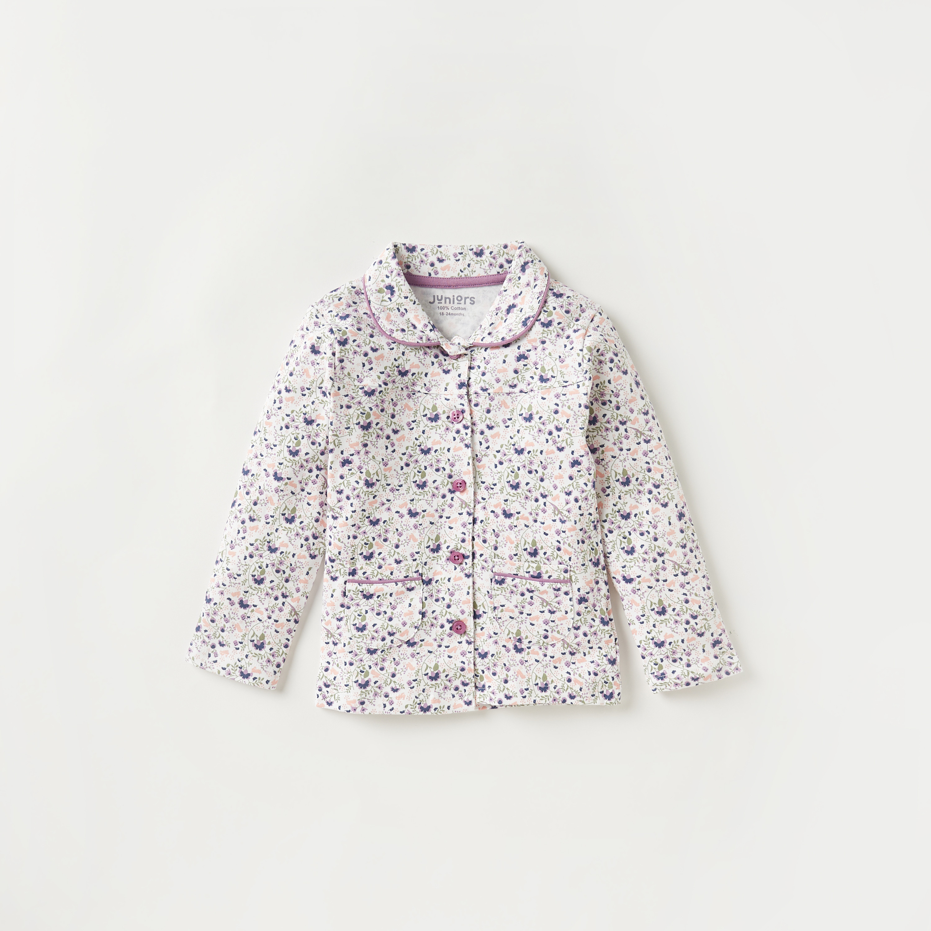 Juniors All-Over Floral Print Shirt and Pyjama Set-baby-girls-clothing-nightwear-pyjamasets-image-2