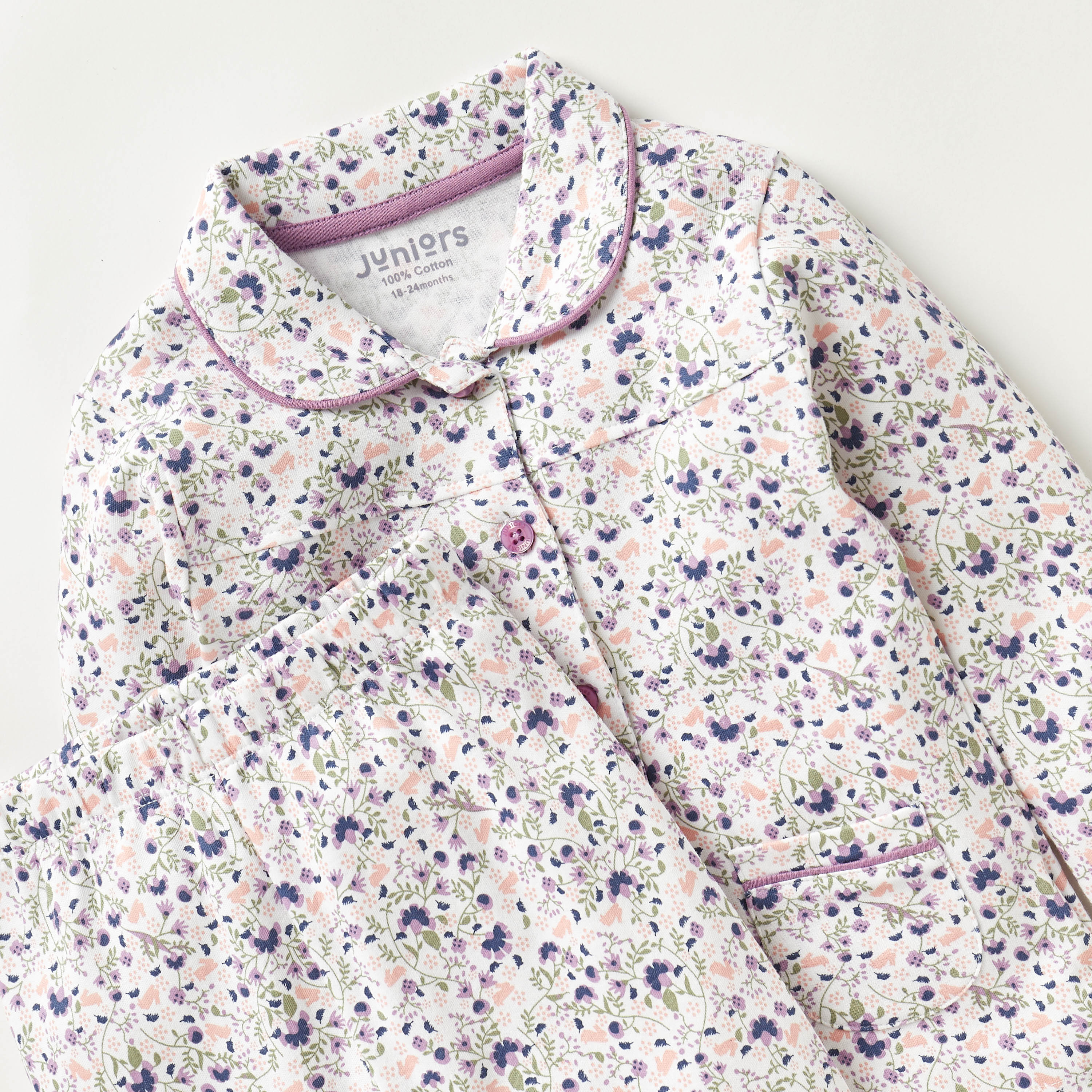 Juniors All-Over Floral Print Shirt and Pyjama Set-baby-girls-clothing-nightwear-pyjamasets-image-4