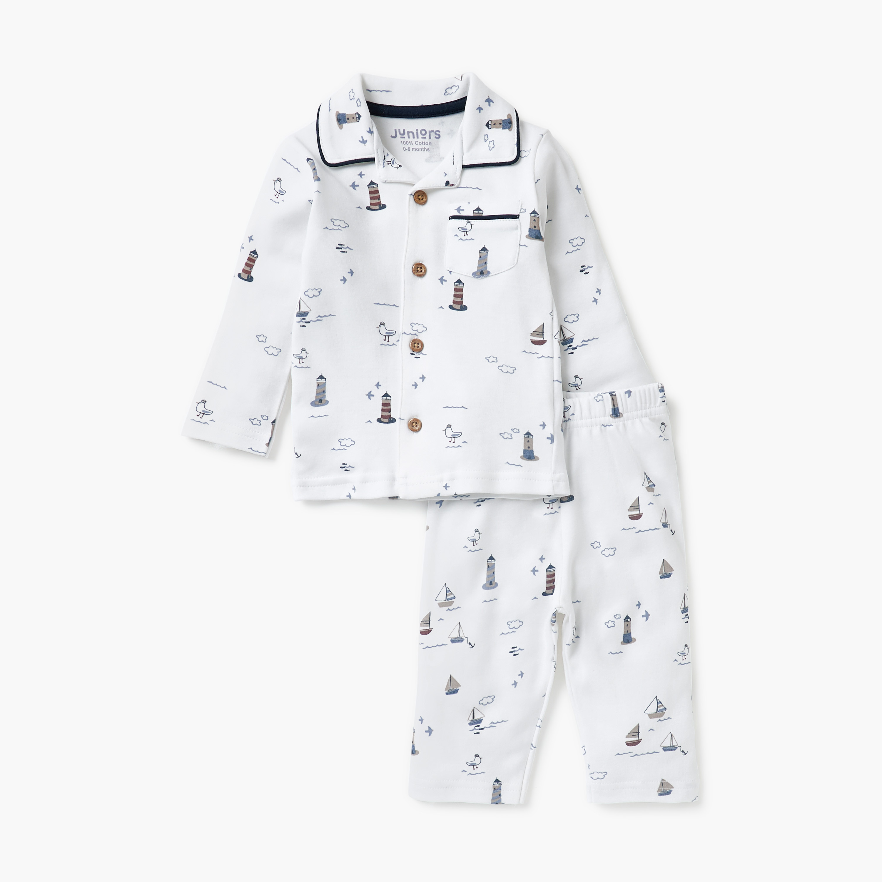 Juniors Graphic Print Shirt and Pyjama Set-baby-boys-clothing-nightwear-pyjamasets-image-1