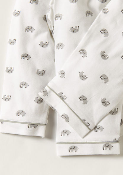 Giggles Elephant Print Long Sleeves Shirt and Pyjama Set-Pyjama Sets-image-2