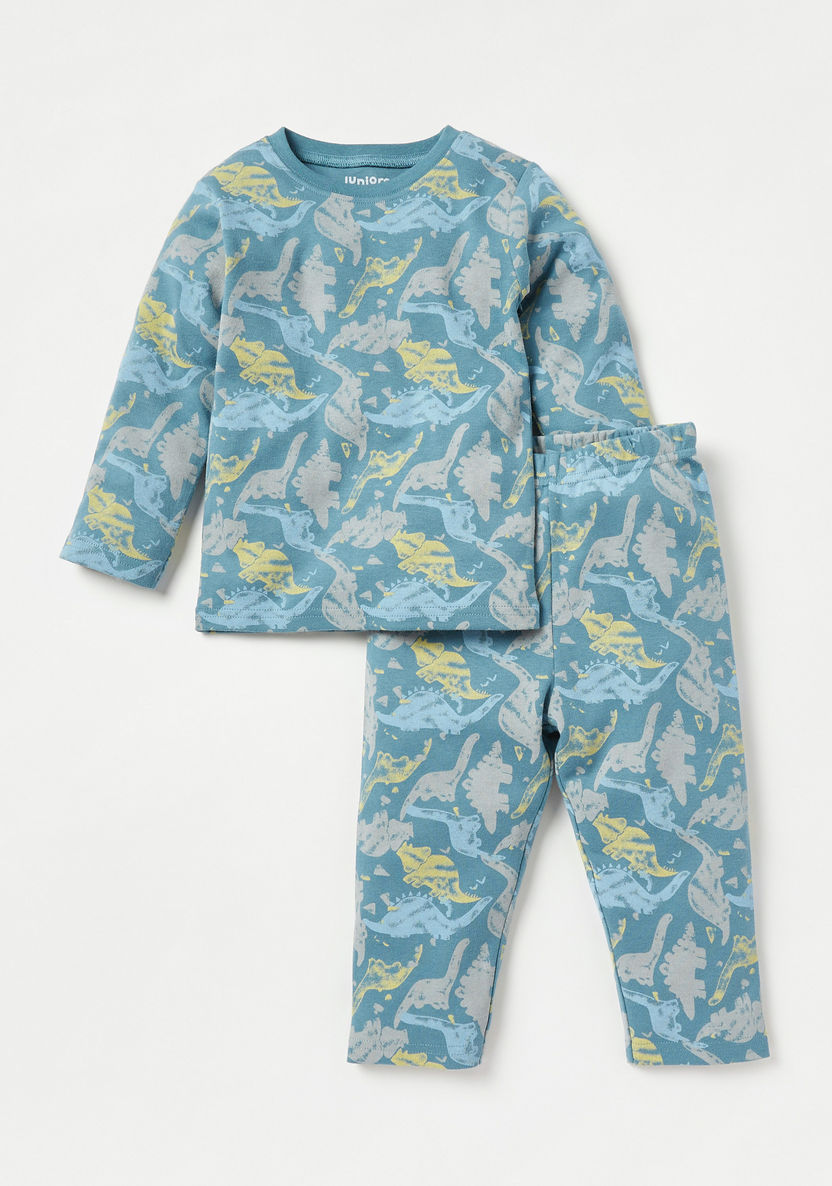 Juniors All-Over Dinosaur Print T-shirt and Pyjama Set-Pyjama Sets-image-0