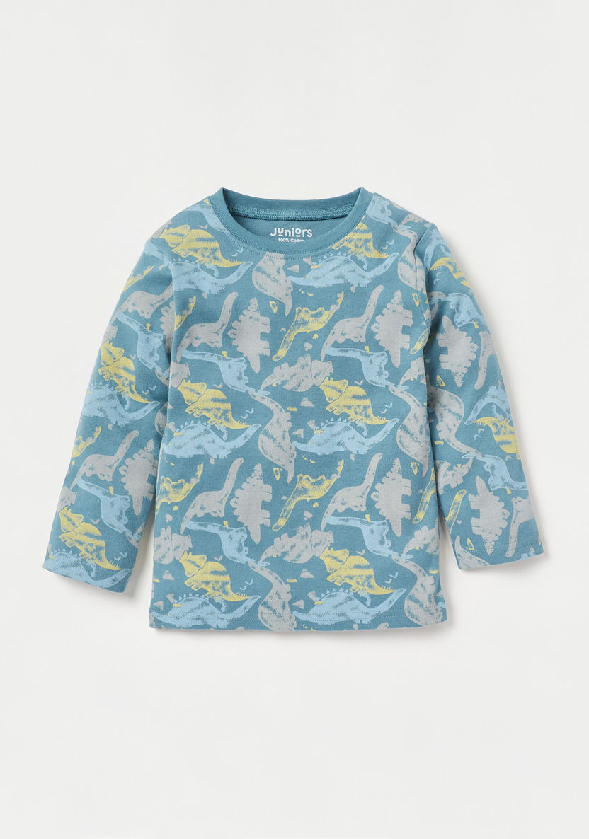 Juniors All-Over Dinosaur Print T-shirt and Pyjama Set-Pyjama Sets-image-1