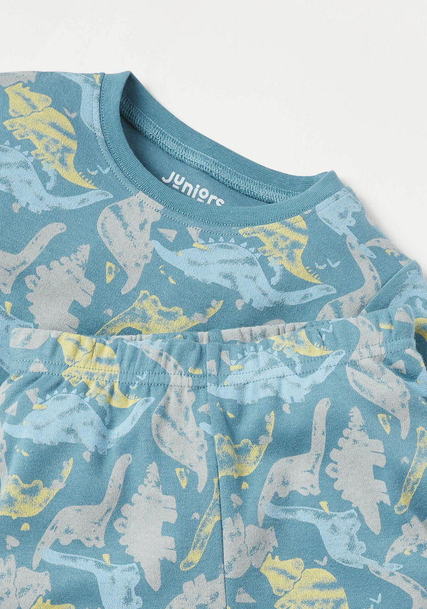 Juniors All-Over Dinosaur Print T-shirt and Pyjama Set-Pyjama Sets-image-3