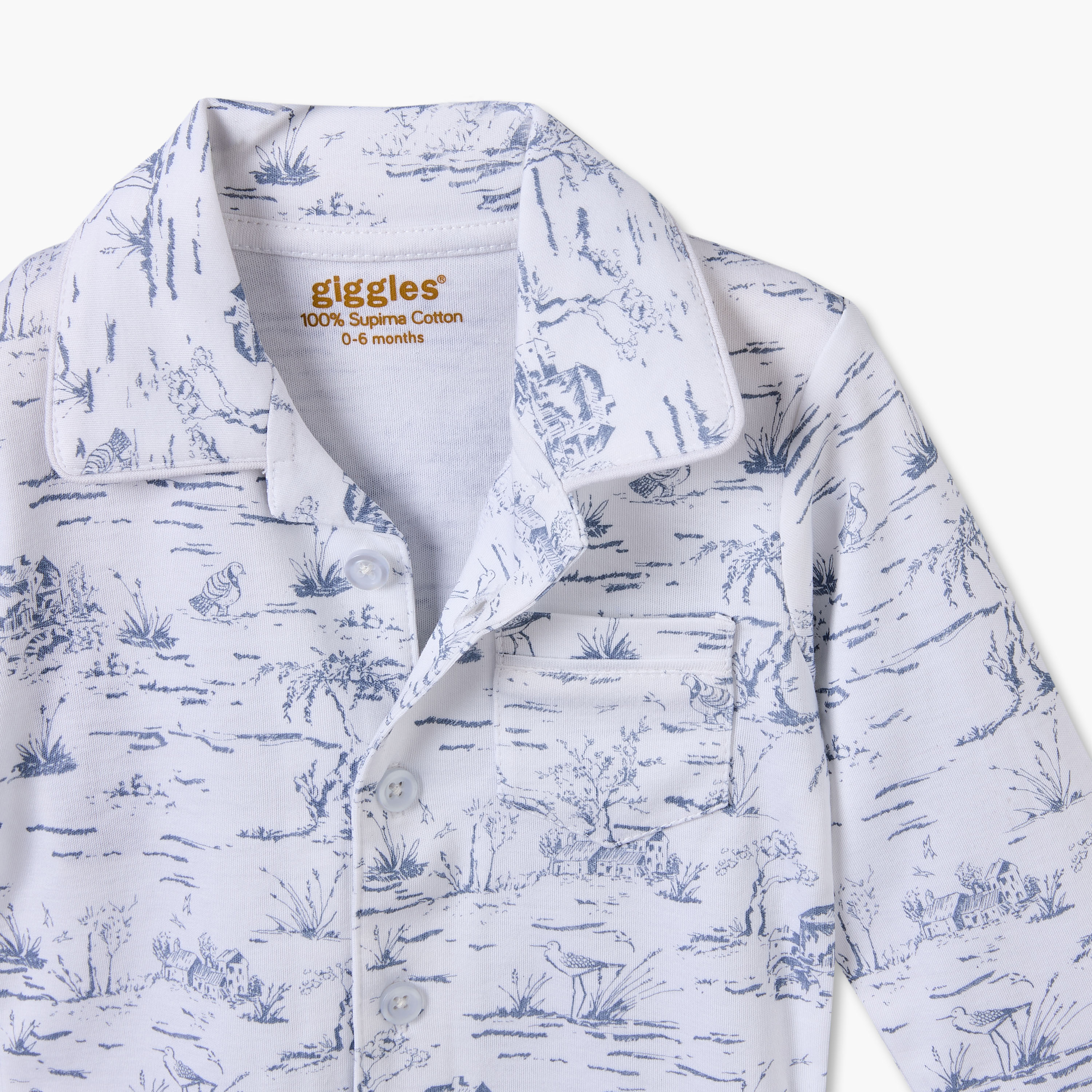 Giggles Cotton Collared Long Sleeves Shirt with Pyjamas with Forest Print-baby-boys-clothing-nightwear-pyjamasets-image-7