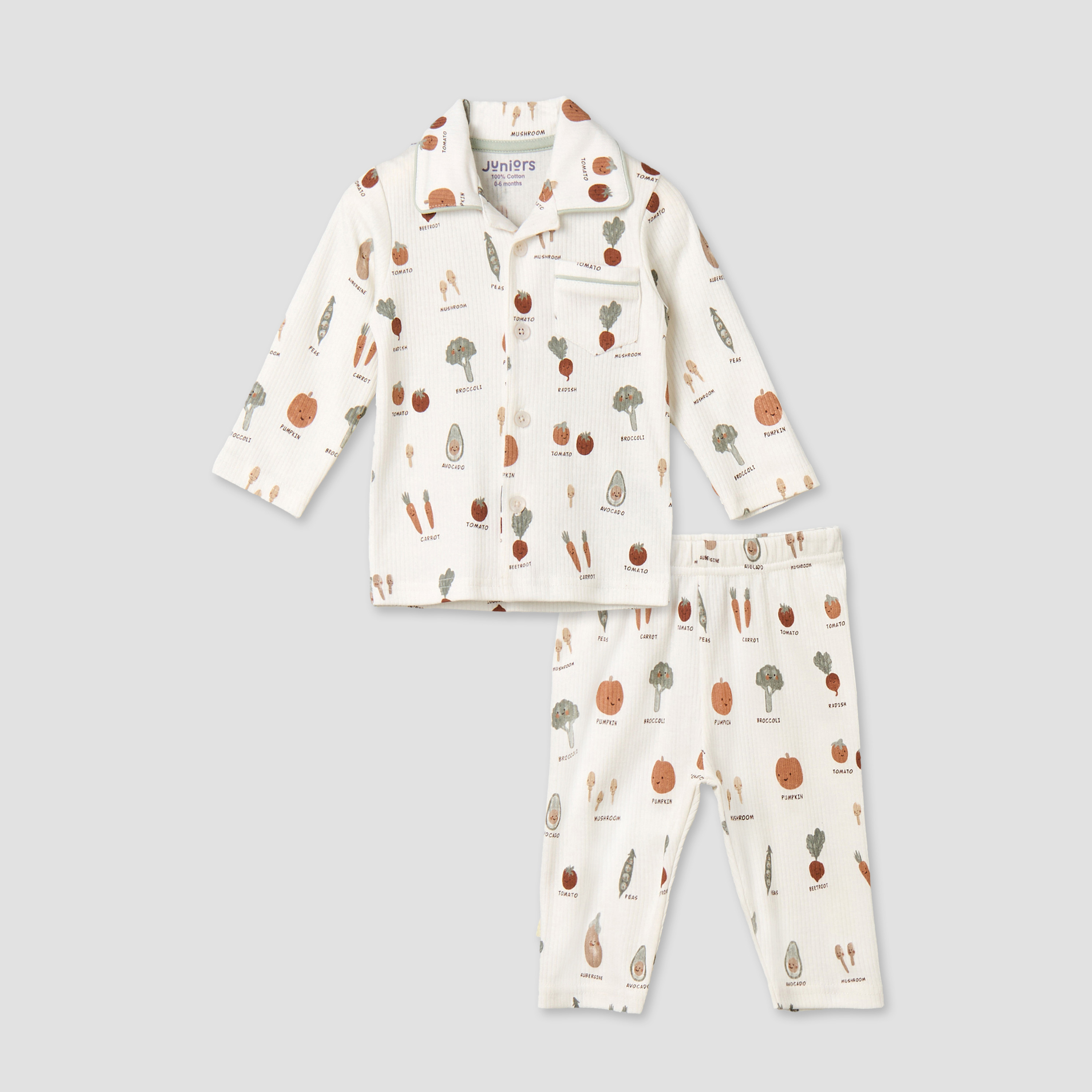 Juniors Cotton Collared Long Sleeves Pyjama Set with Vegetable Print-baby-boys-clothing-nightwear-pyjamasets-image-1