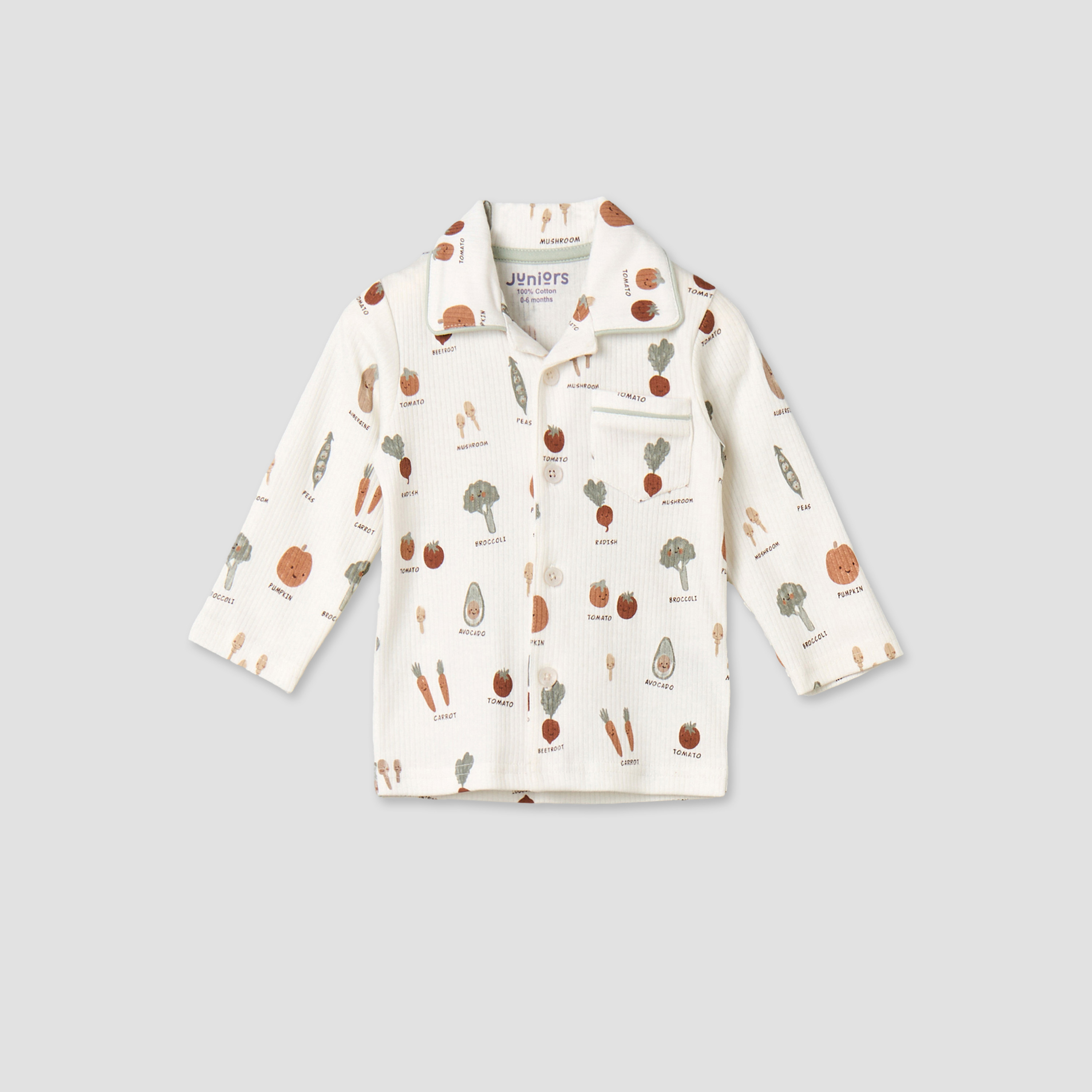 Juniors Cotton Collared Long Sleeves Pyjama Set with Vegetable Print-baby-boys-clothing-nightwear-pyjamasets-image-2