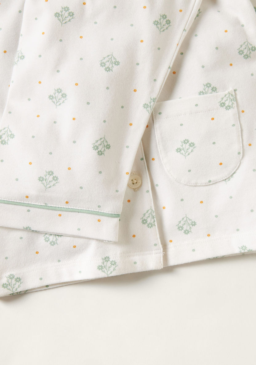 Giggles Floral Print Long Sleeves Shirt and Pyjama Set-Pyjama Sets-image-2
