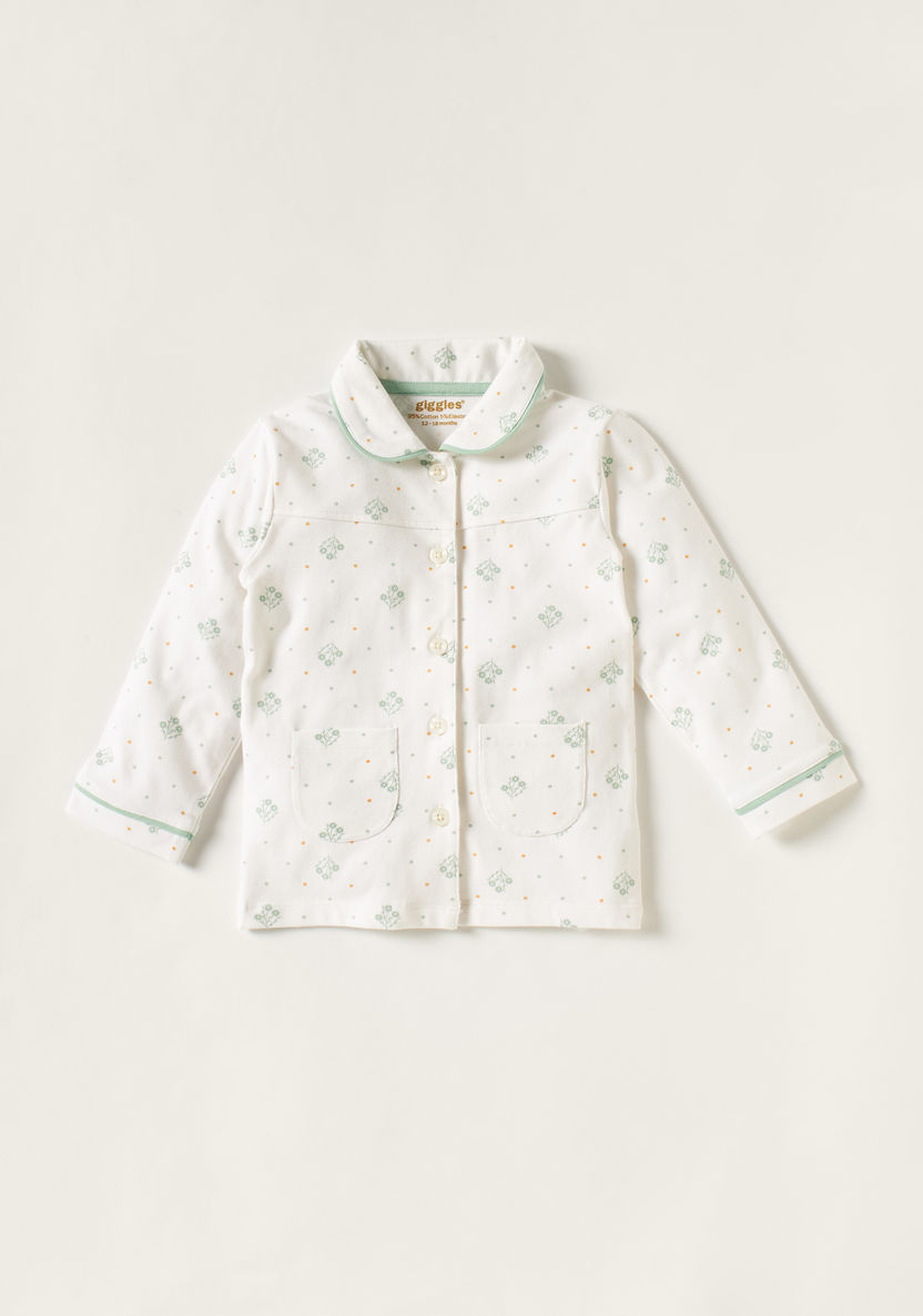 Giggles Floral Print Long Sleeves Shirt and Pyjama Set-Pyjama Sets-image-3