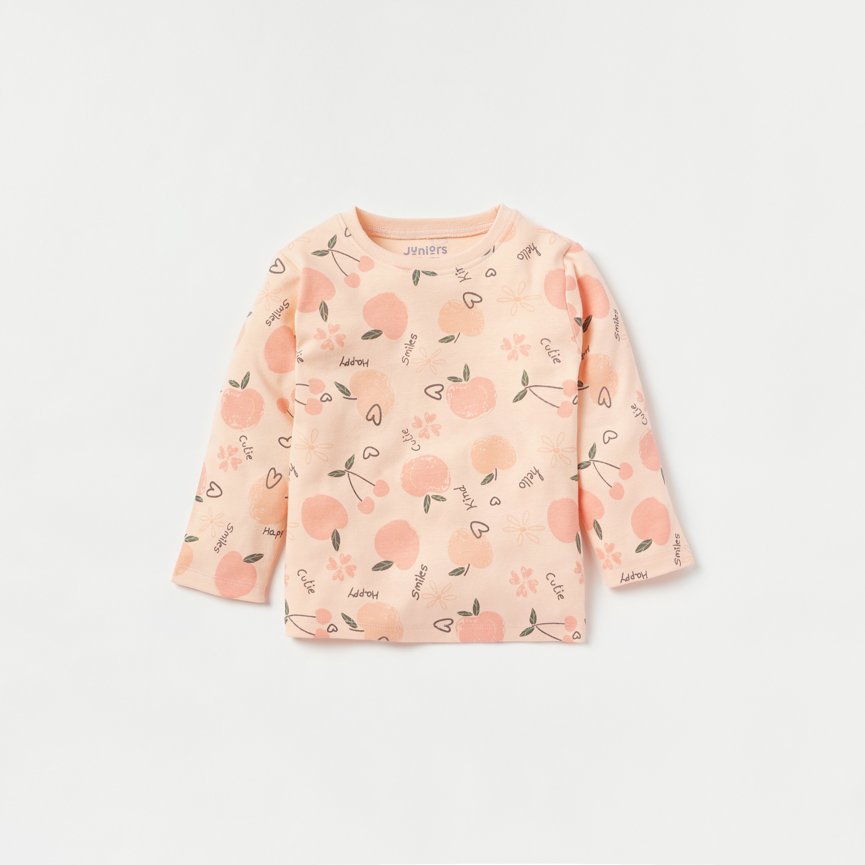 Juniors All-Over Cherry Print T-shirt and Pyjama Set-baby-girls-clothing-nightwear-pyjamasets-image-2