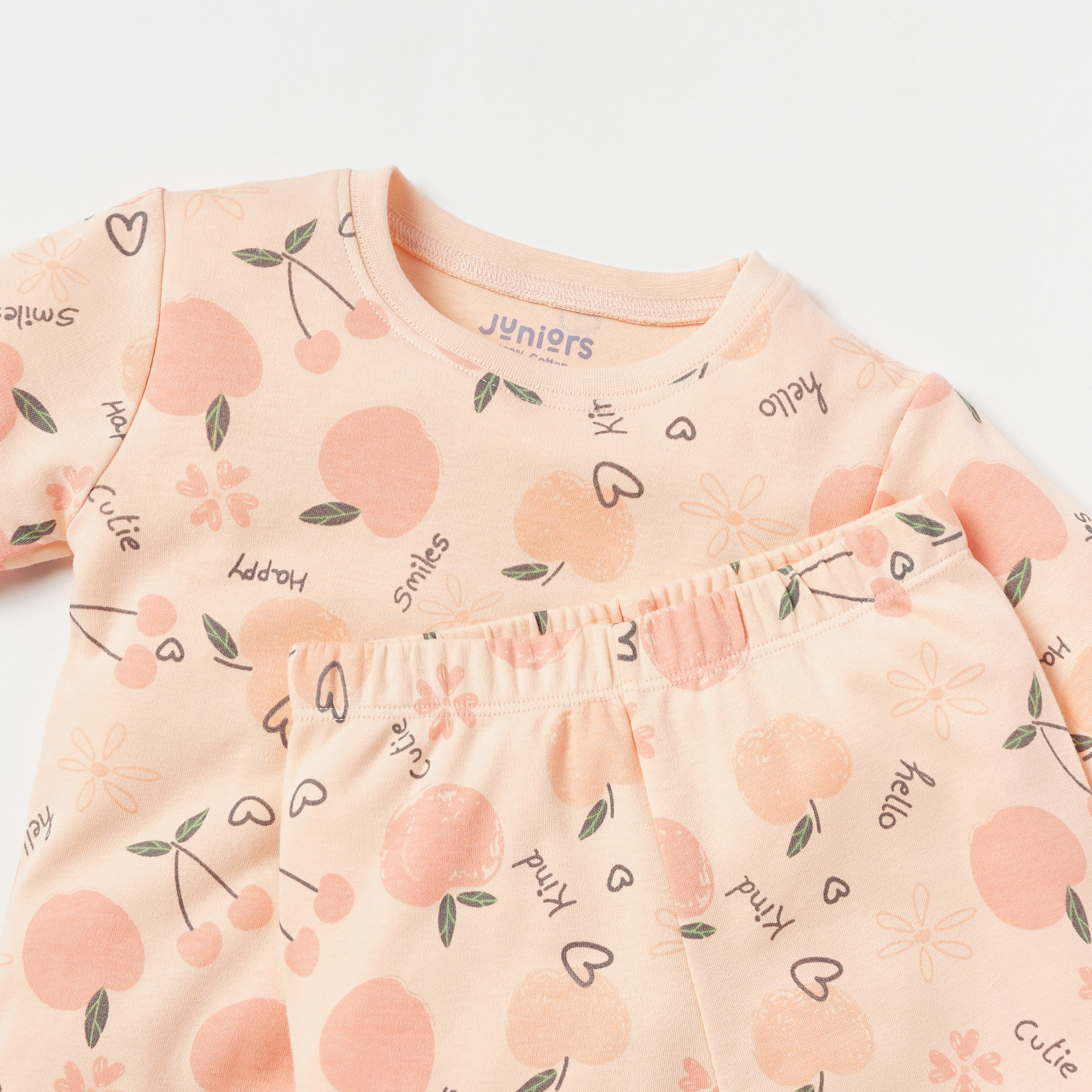 Juniors All-Over Cherry Print T-shirt and Pyjama Set-baby-girls-clothing-nightwear-pyjamasets-image-4