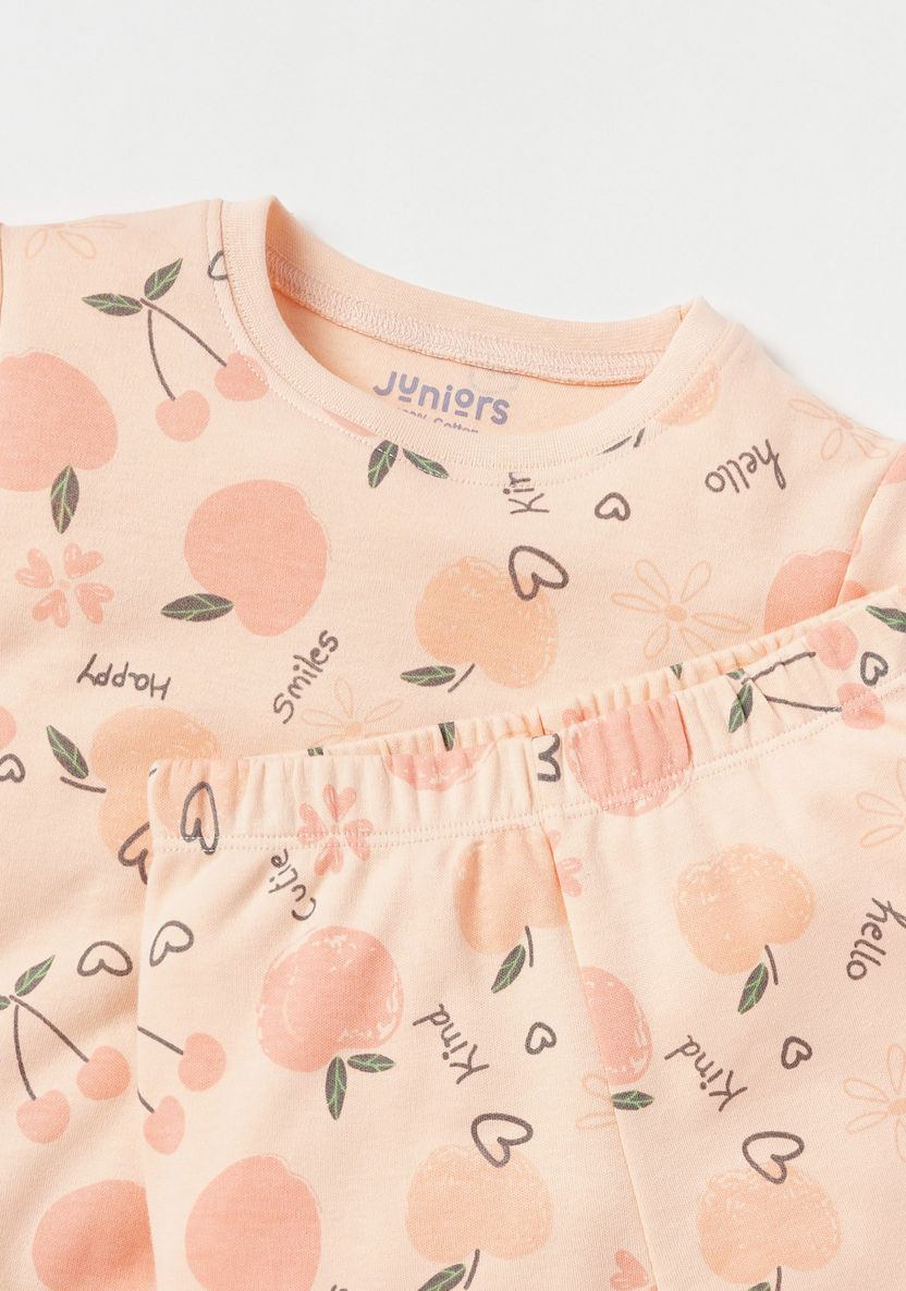 Juniors All-Over Cherry Print T-shirt and Pyjama Set-Pyjama Sets-image-3