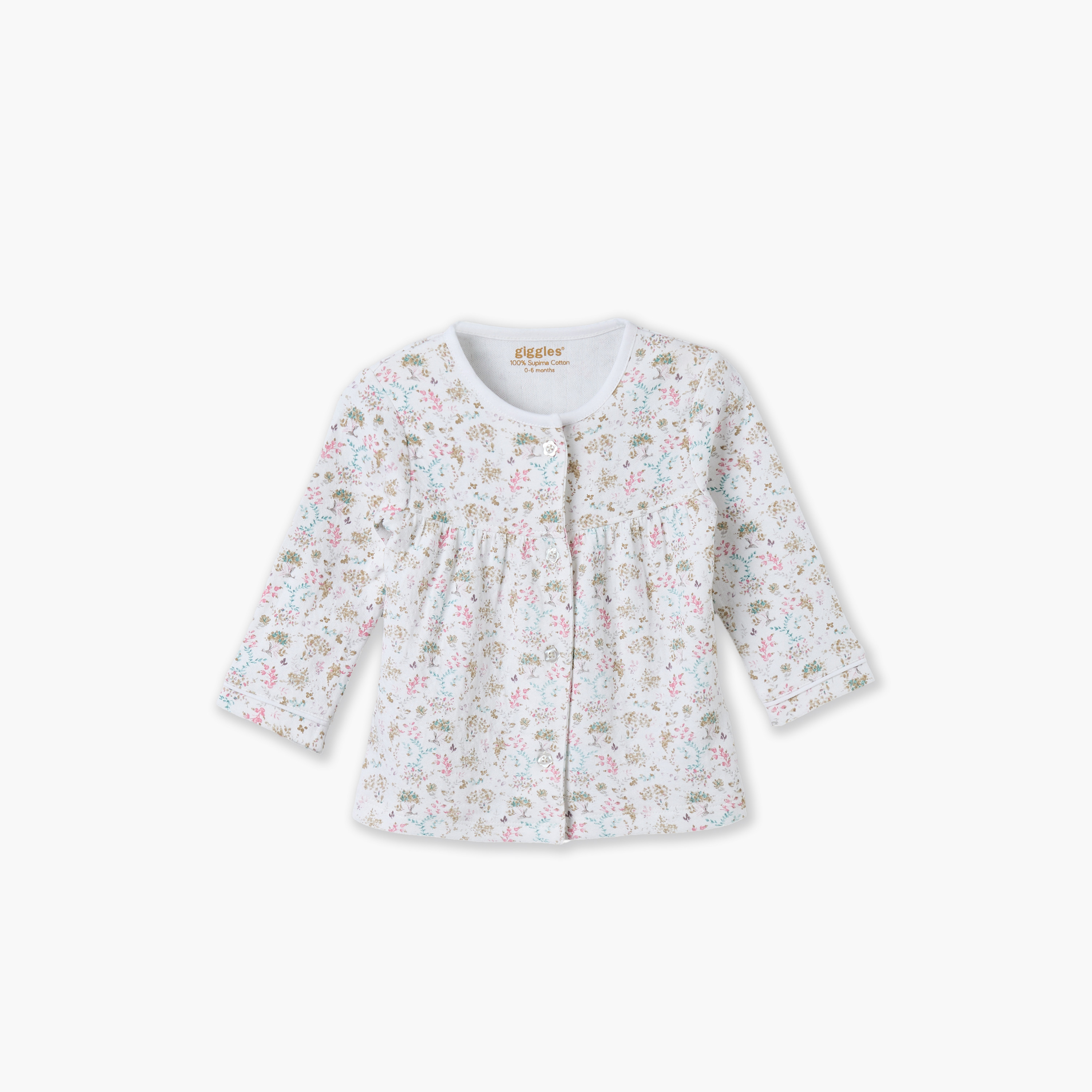 طقم بيجاما بأكمام طويلة وياقة بطبعات زهور من جيجلز-baby-girls-clothing-nightwear-pyjamasets-image-3