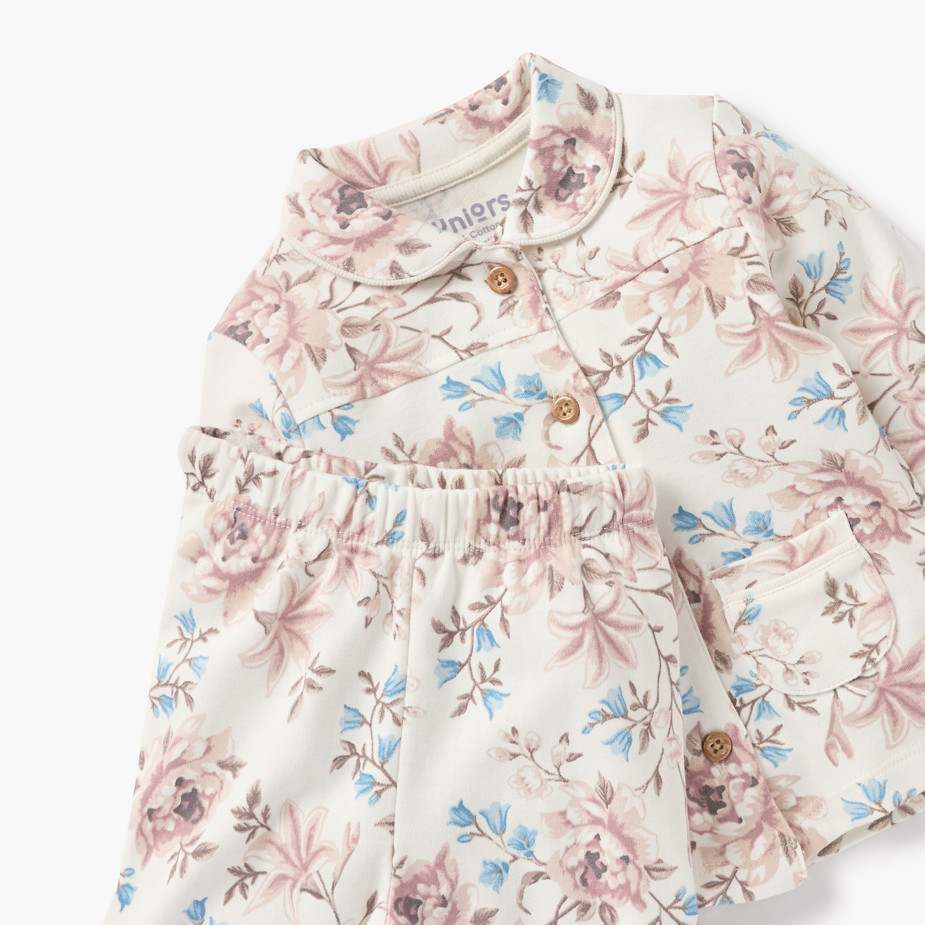 Juniors Floral Print Shirt and Pyjama Set-baby-girls-clothing-nightwear-pyjamasets-image-4