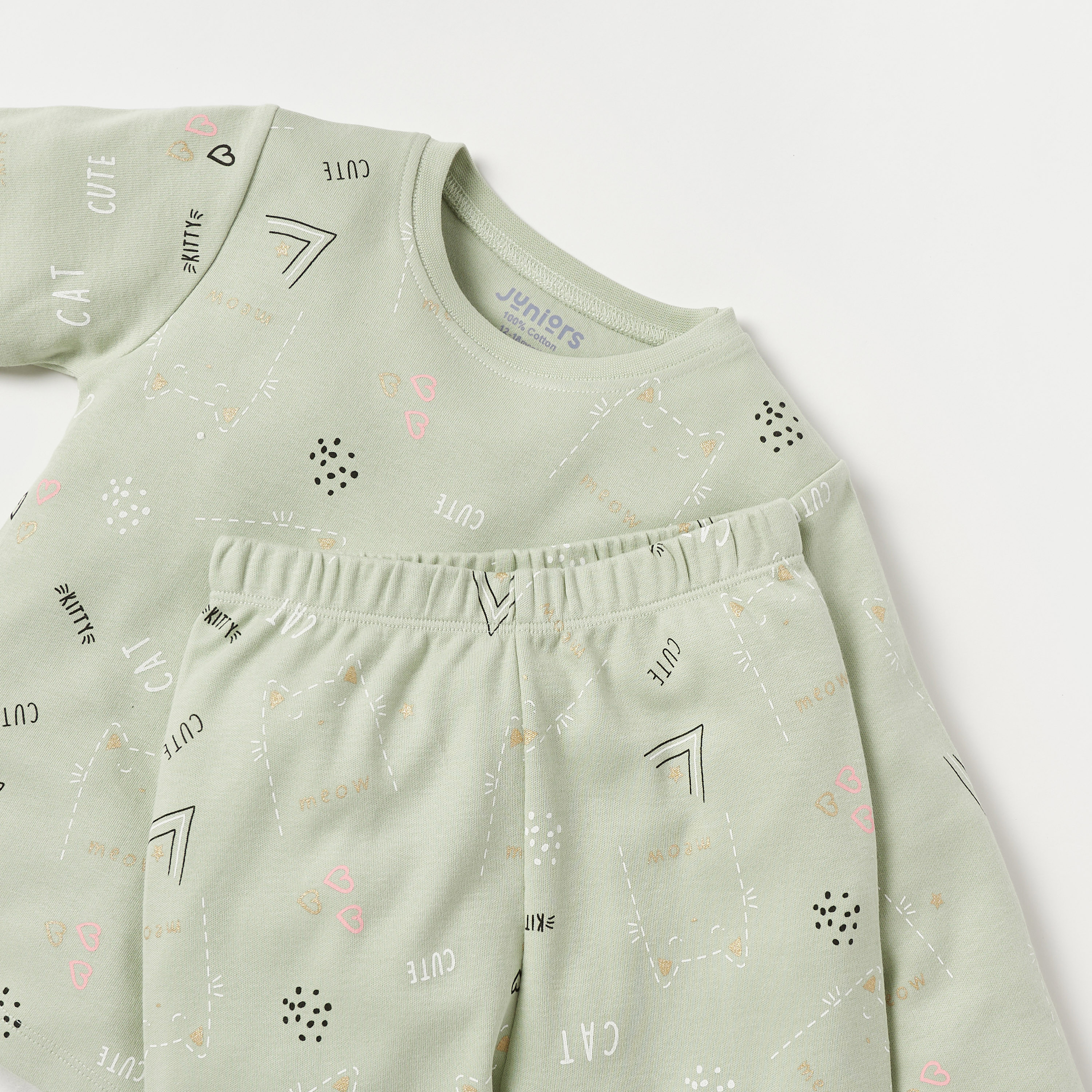 طقم بنطلون بيجاما وتيشيرت بطبعات من جونيورز-baby-girls-clothing-nightwear-pyjamasets-image-4