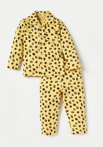 Juniors Animal Print Shirt and Full Length Pyjama Set-Pyjama Sets-image-0