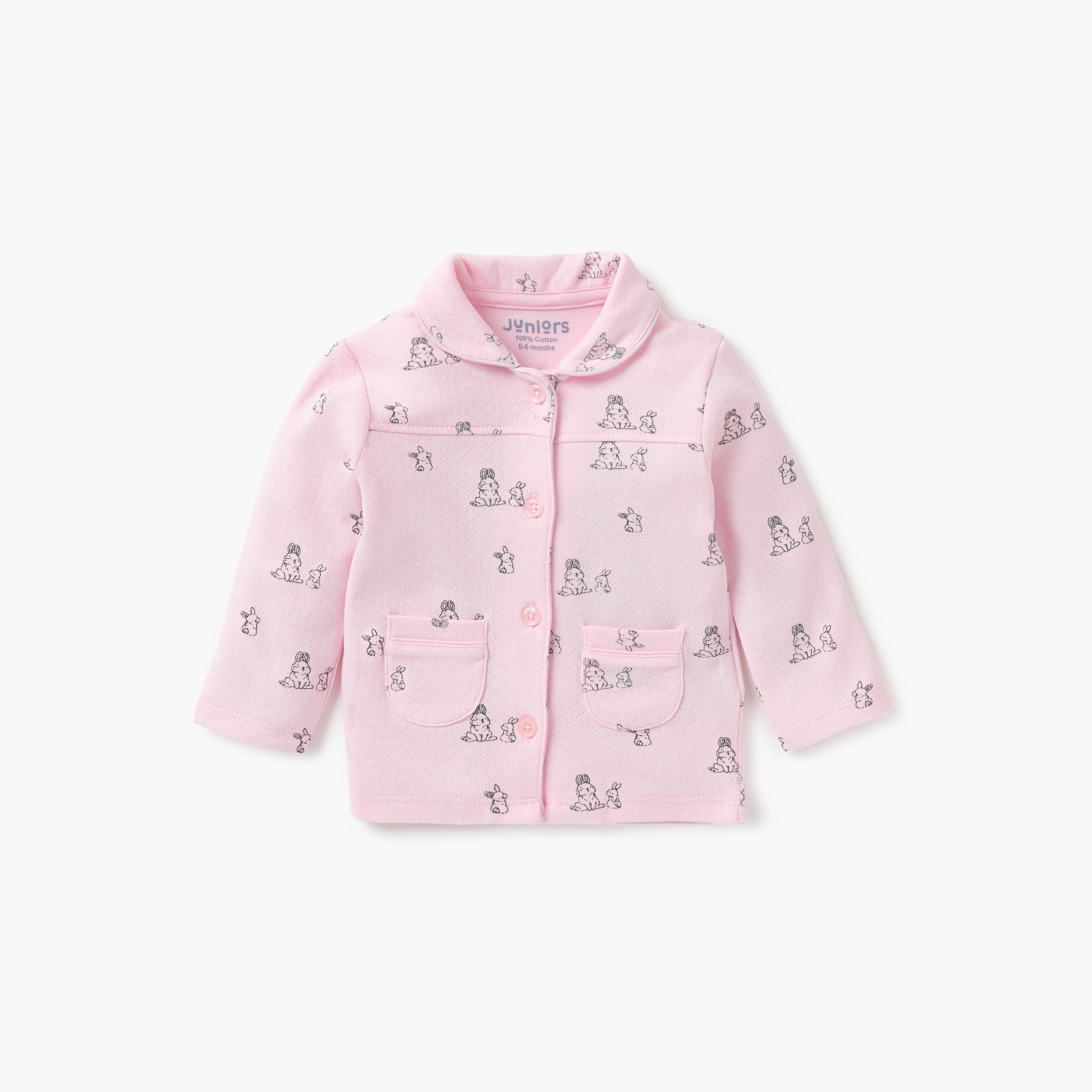 Juniors Bunny Print Shirt and Pyjama Set-baby-girls-clothing-nightwear-pyjamasets-image-2