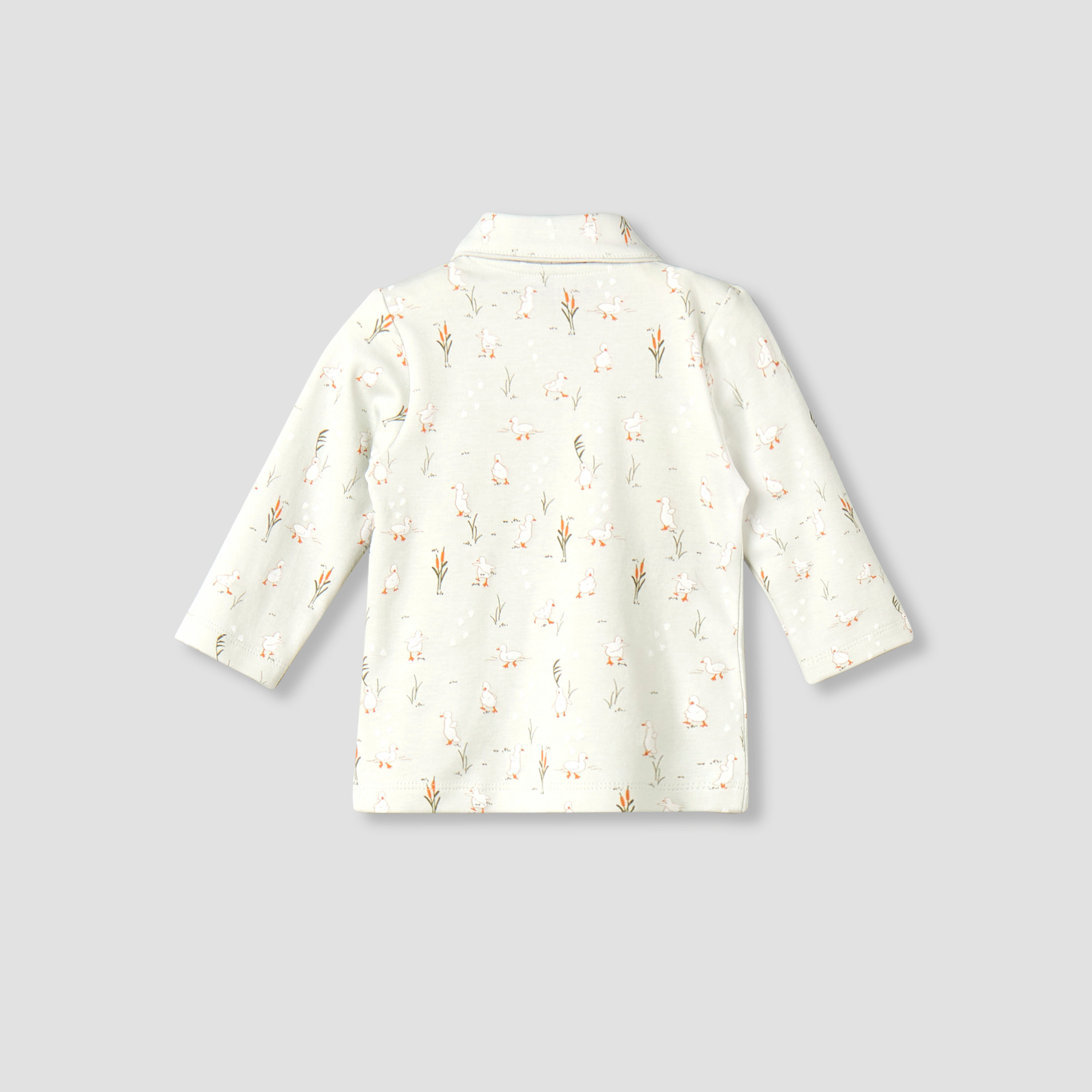 Juniors Cotton Collared Long Sleeves Pyjama Set with Duck Print-baby-girls-clothing-nightwear-pyjamasets-image-4