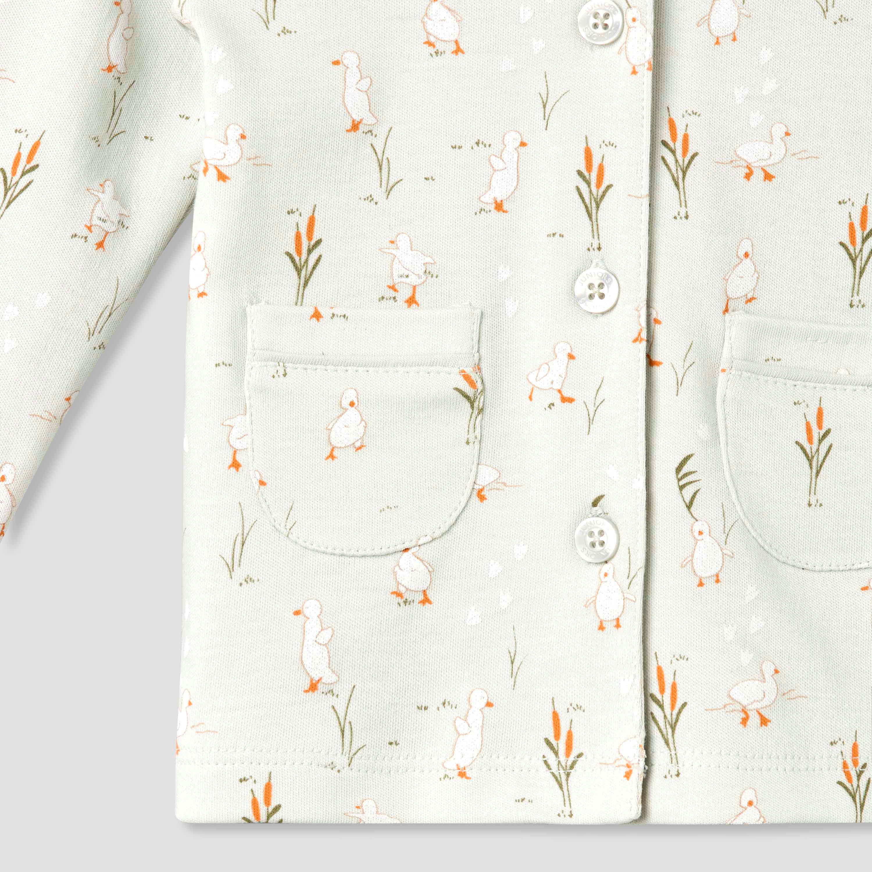 Juniors Cotton Collared Long Sleeves Pyjama Set with Duck Print-baby-girls-clothing-nightwear-pyjamasets-image-7