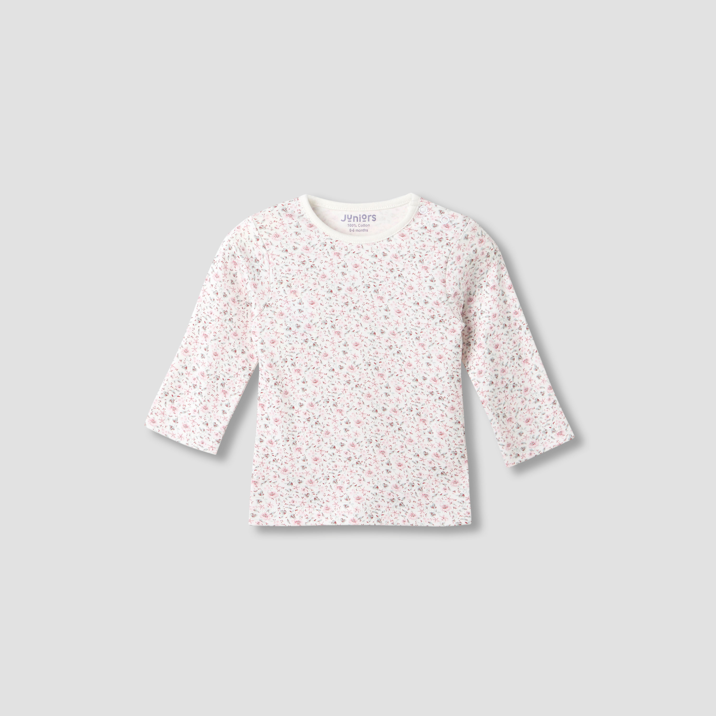 Juniors Floral Print Long Sleeve T-shirt and Pyjama Set-baby-girls-clothing-nightwear-pyjamasets-image-2