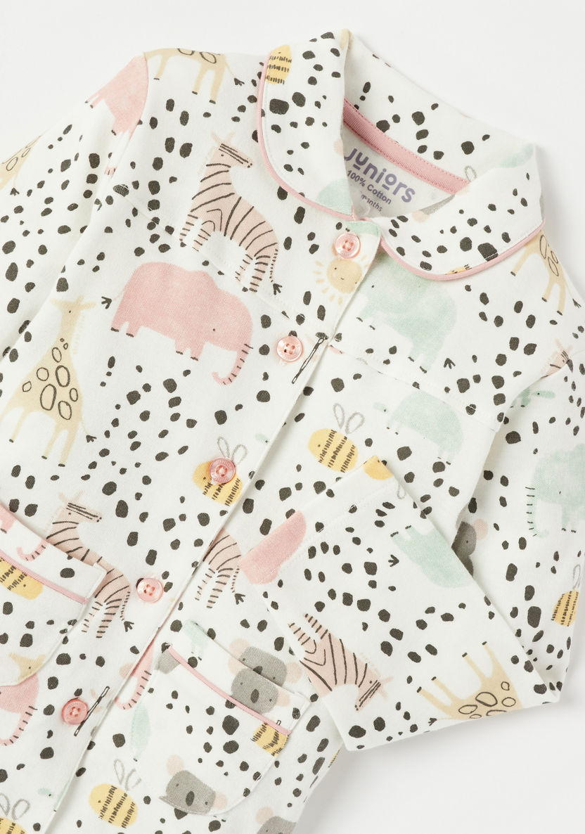 Juniors All-Over Animal Print Long Sleeves Shirt and Pyjama Set-Pyjama Sets-image-3