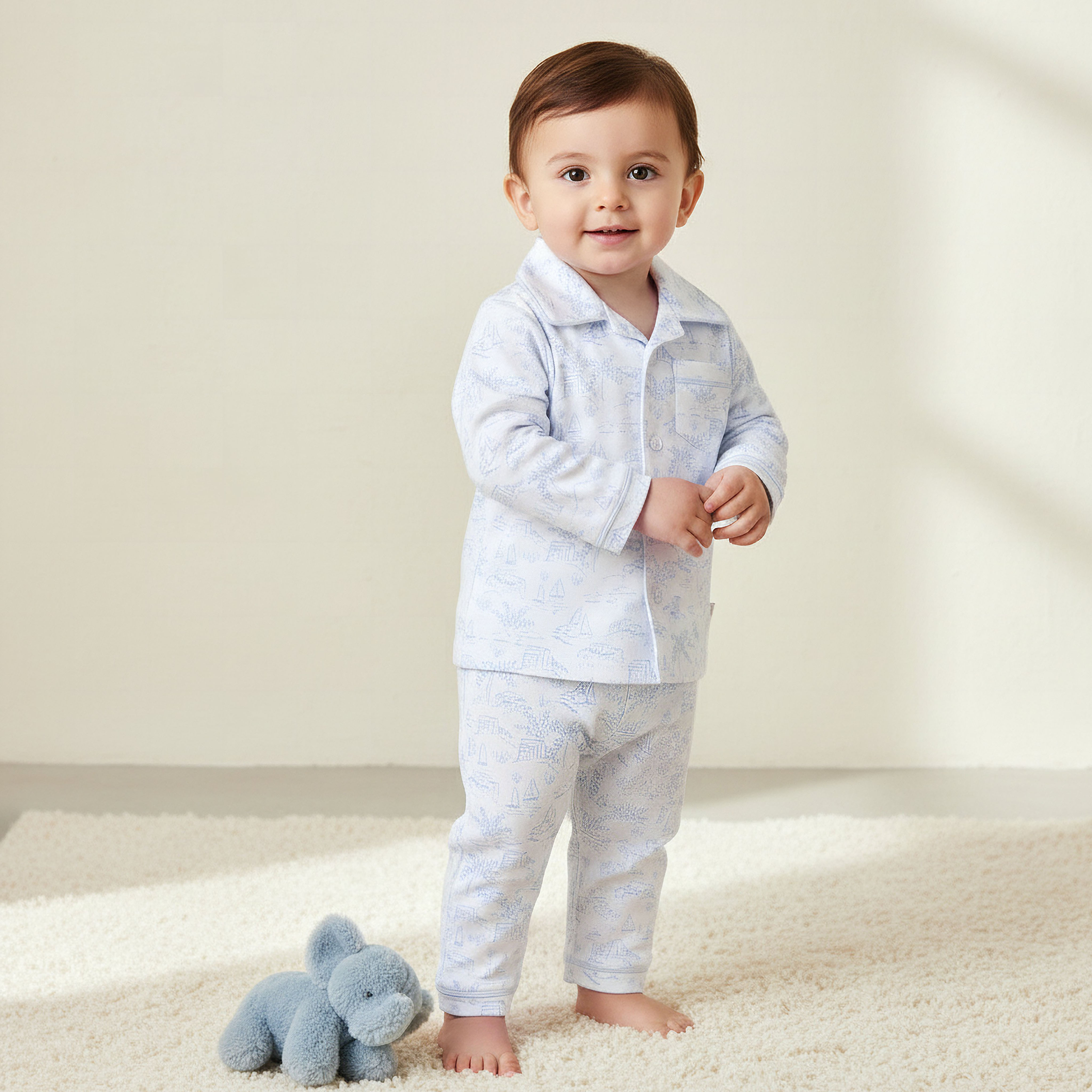 Giggles Cotton Collared Long Sleeves Pyjama Set with Print-baby-boys-clothing-nightwear-pyjamasets-image-1