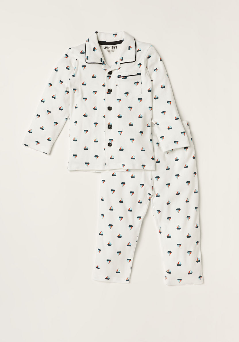 Juniors All Over Print Shirt and Full Length Pyjama Set-Pyjama Sets-image-0