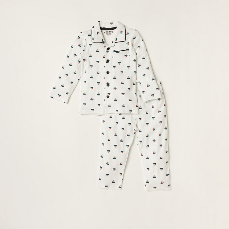 Juniors All Over Print Shirt and Full Length Pyjama Set