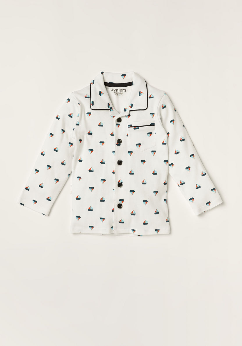 Juniors All Over Print Shirt and Full Length Pyjama Set-Pyjama Sets-image-1