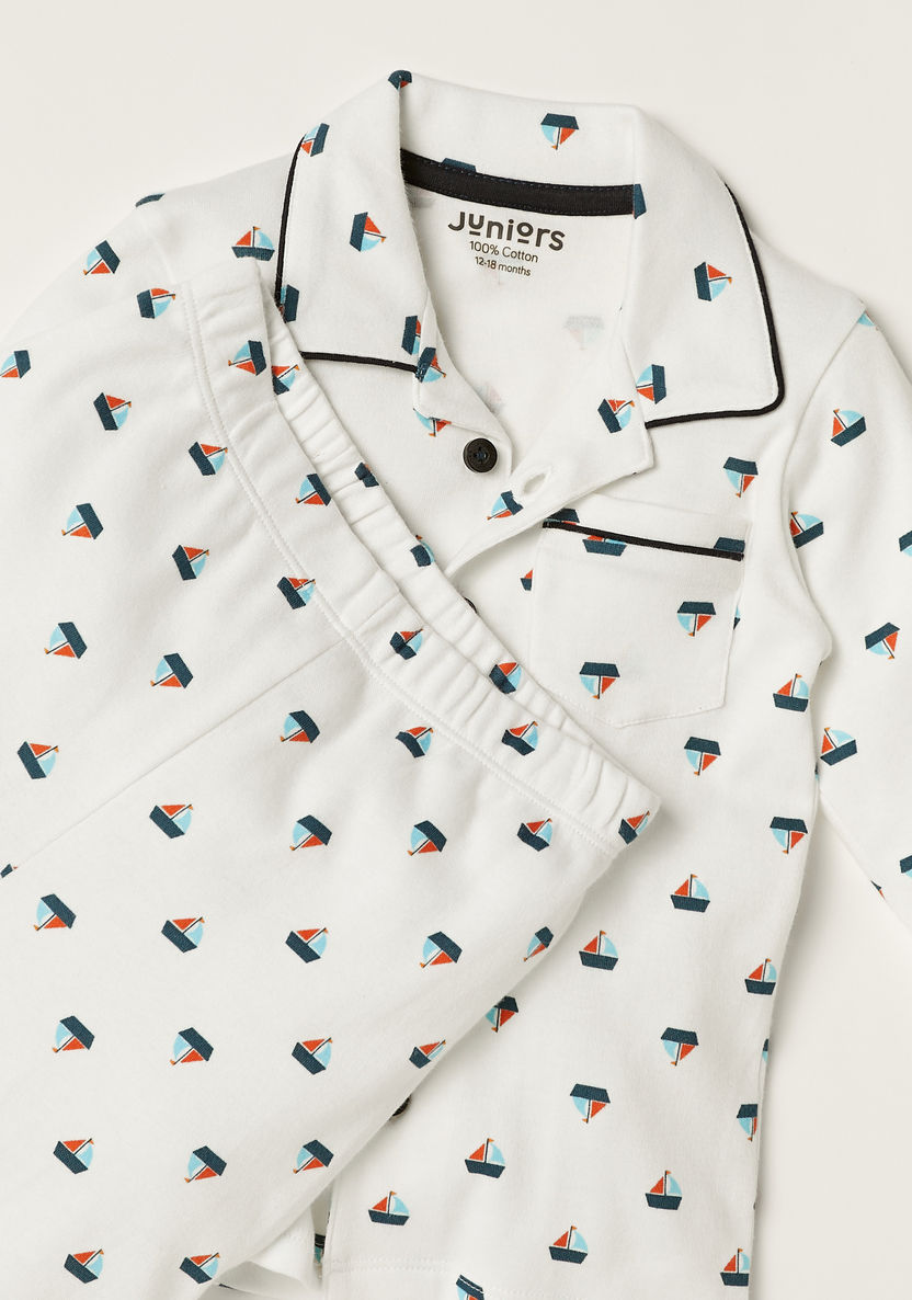 Juniors All Over Print Shirt and Full Length Pyjama Set-Pyjama Sets-image-3