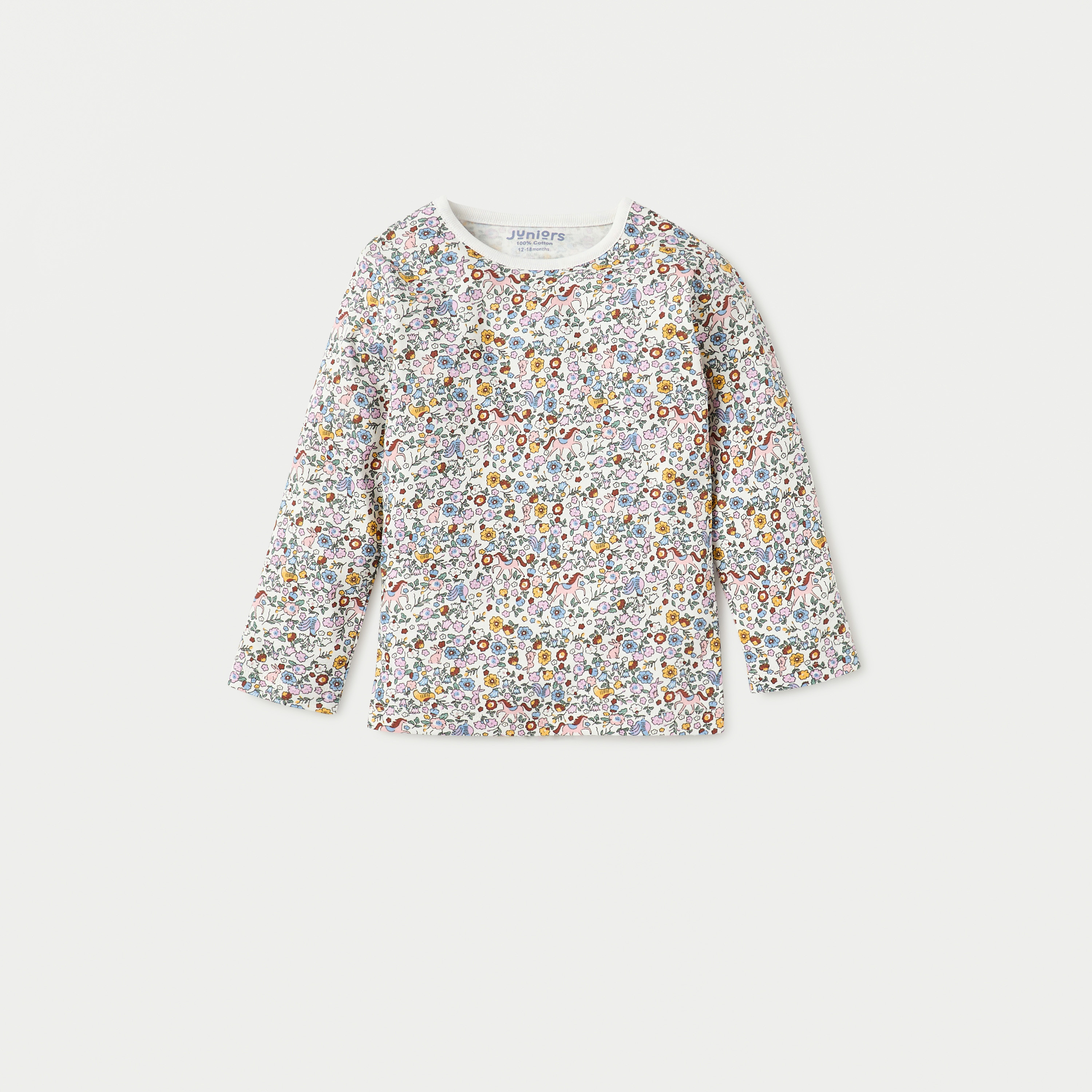 طقم بنطلون بيجاما وتيشيرت بأكمام طويلة وطبعات زهرية من جونيورز-baby-girls-clothing-nightwear-pyjamasets-image-2
