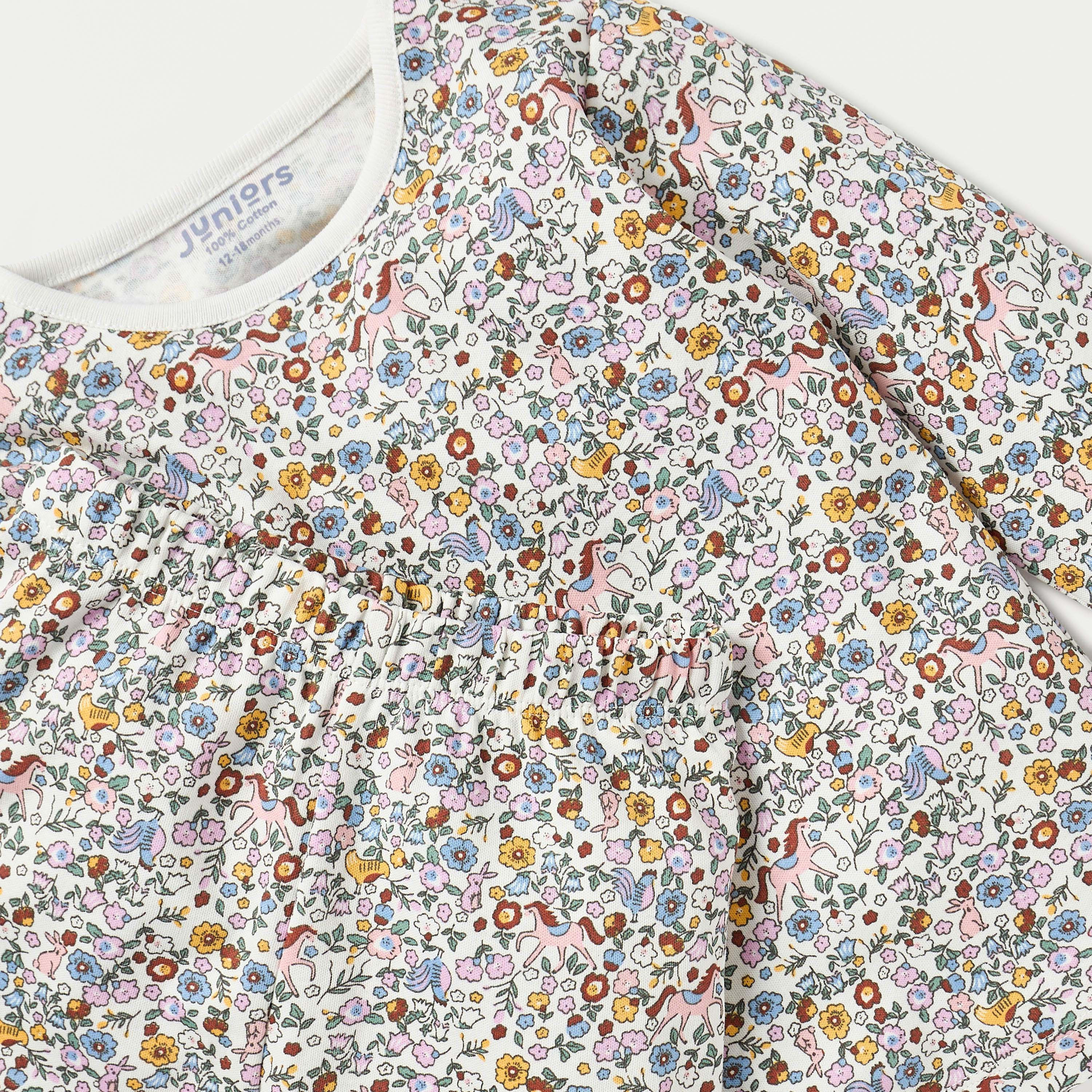 طقم بنطلون بيجاما وتيشيرت بأكمام طويلة وطبعات زهرية من جونيورز-baby-girls-clothing-nightwear-pyjamasets-image-4