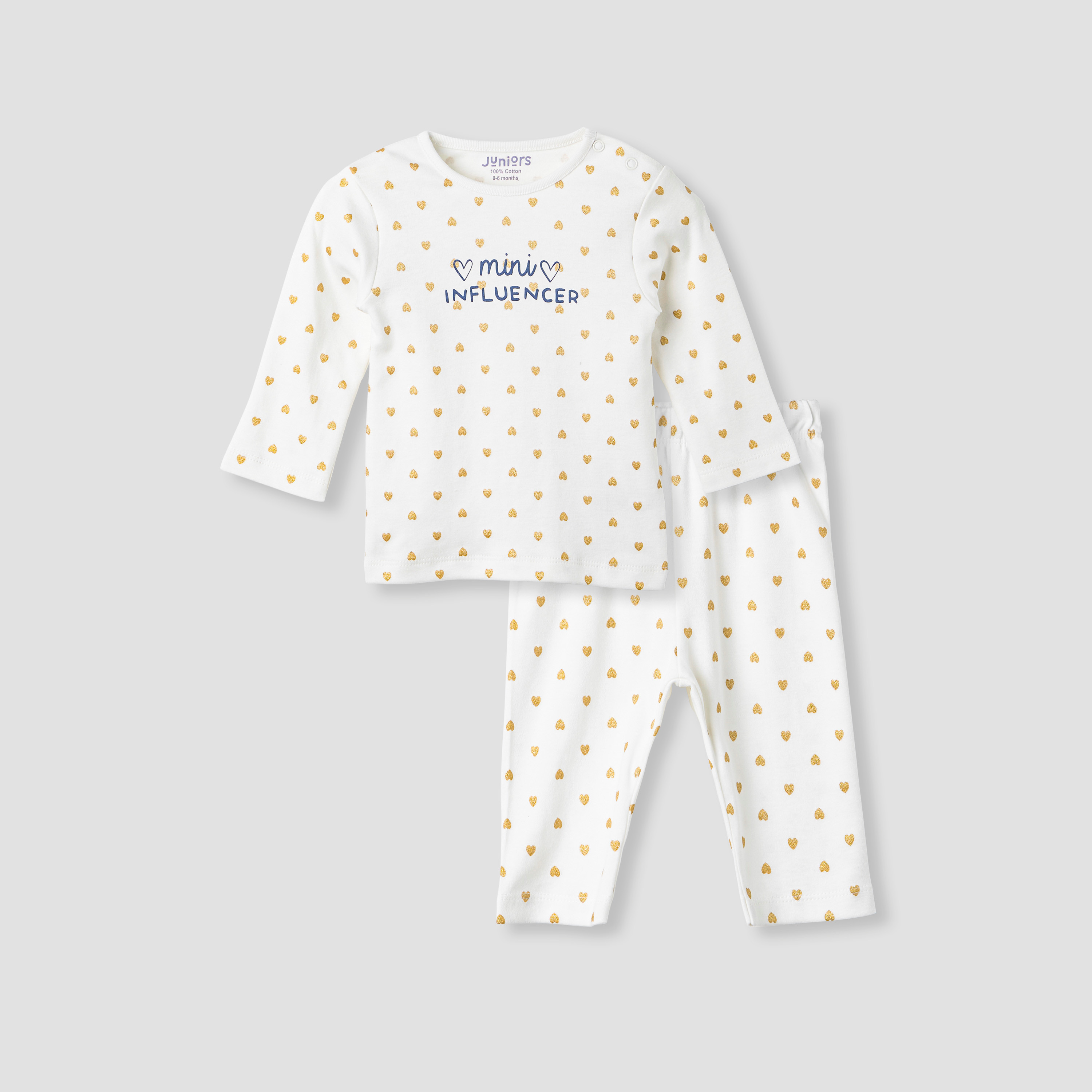 Juniors Heart Print T-shirt and Pyjama Set-baby-girls-clothing-nightwear-pyjamasets-image-2