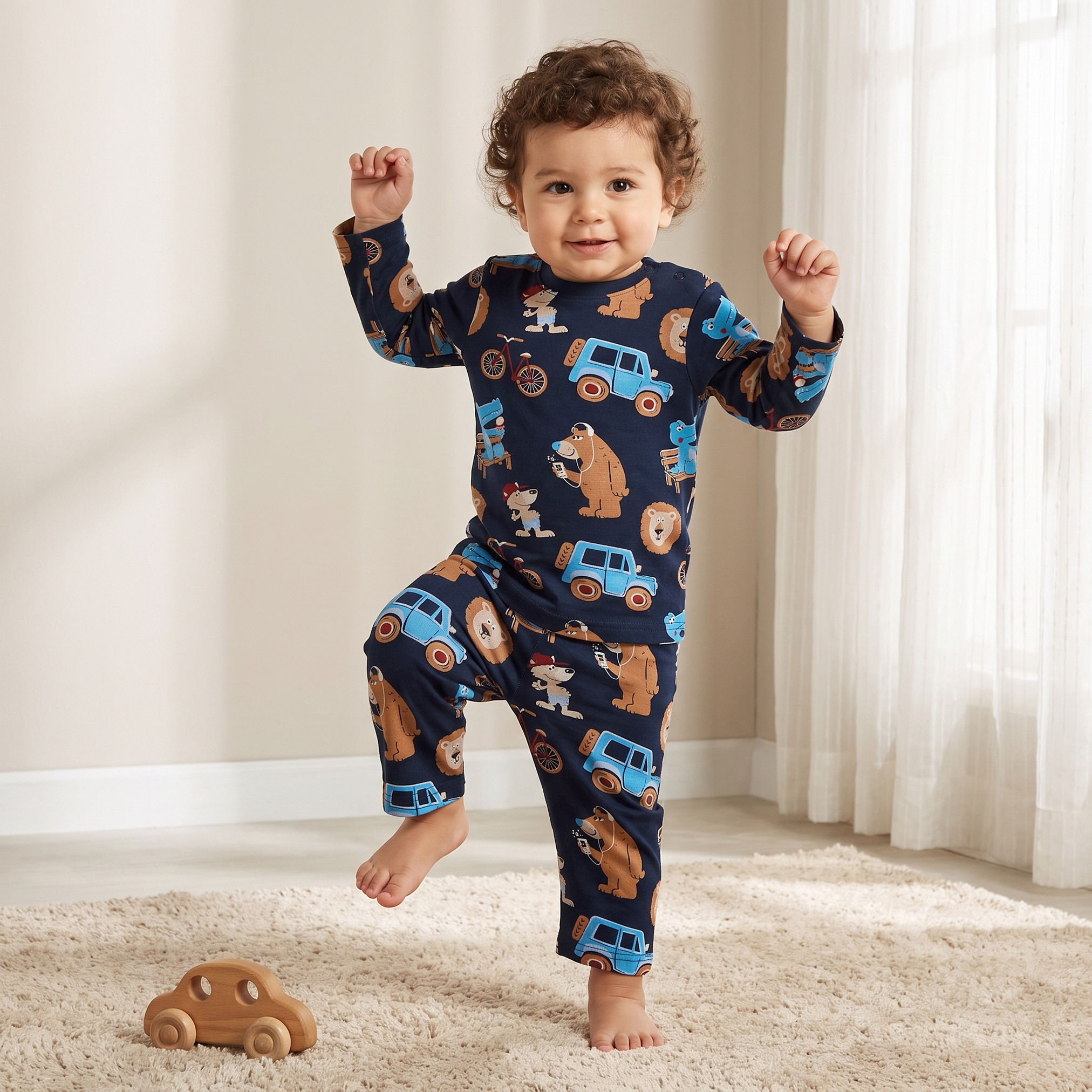 طقم بيجاما قطن بياقة ضيقة وأكمام طويلة بطبعات مرحة من جونيورز-promo_babyshop_Buy3for7.9_KWT030926-image-1