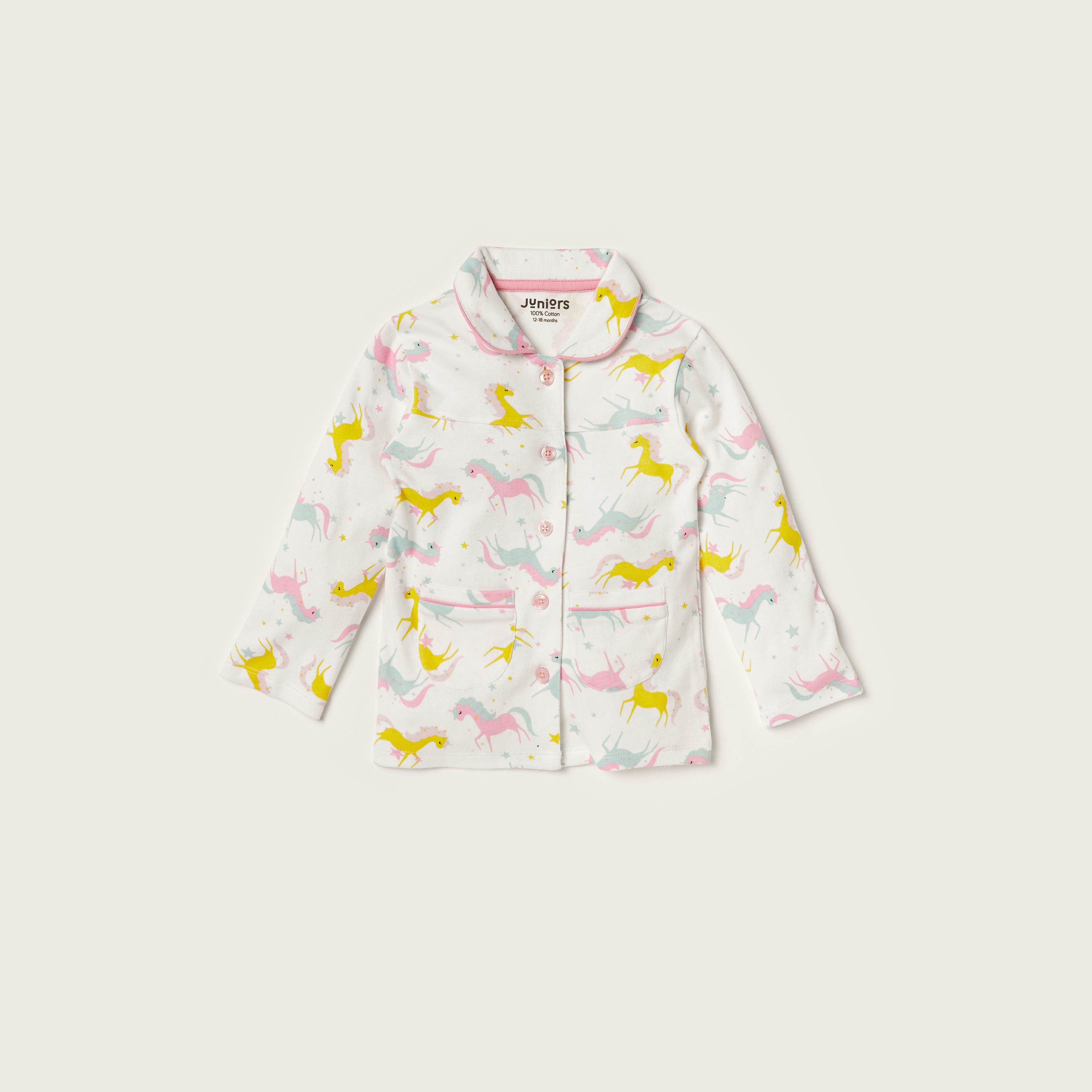 Juniors Unicorn Print Long Sleeve Shirt and Pyjama Set-baby-boys-clothing-nightwear-pyjamasets-image-2