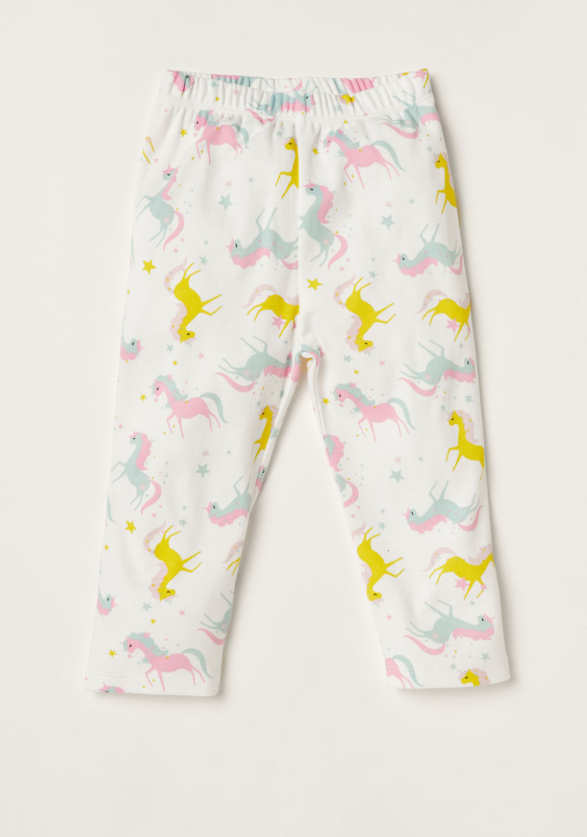 Juniors Unicorn Print Long Sleeve Shirt and Pyjama Set-Pyjama Sets-image-2