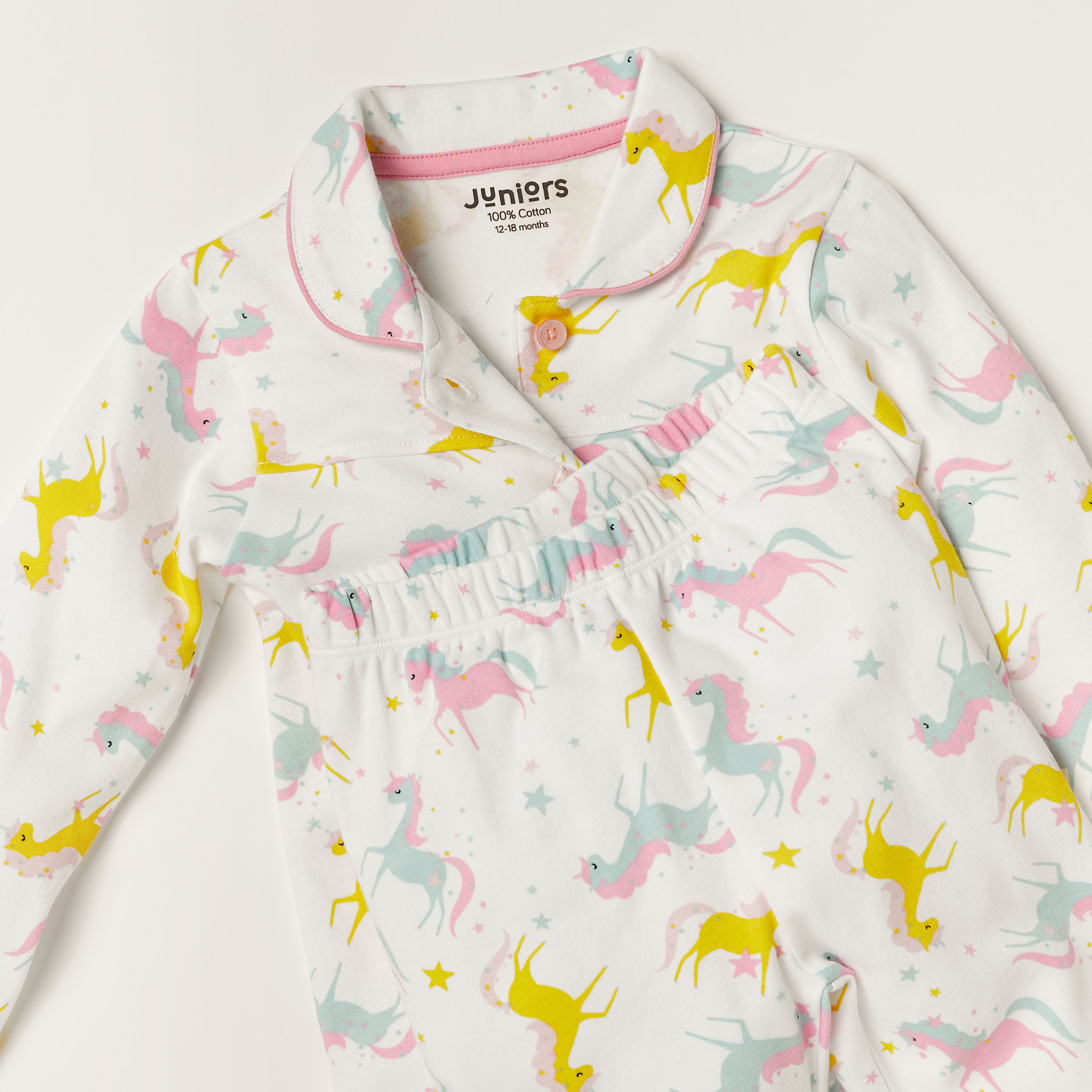 Juniors Unicorn Print Long Sleeve Shirt and Pyjama Set-baby-boys-clothing-nightwear-pyjamasets-image-4