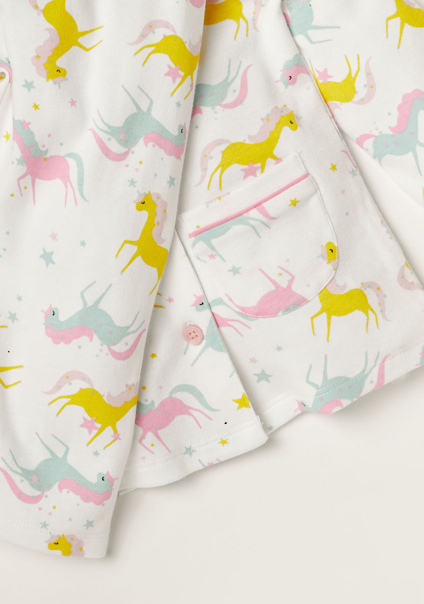 Juniors Unicorn Print Long Sleeve Shirt and Pyjama Set-Pyjama Sets-image-4