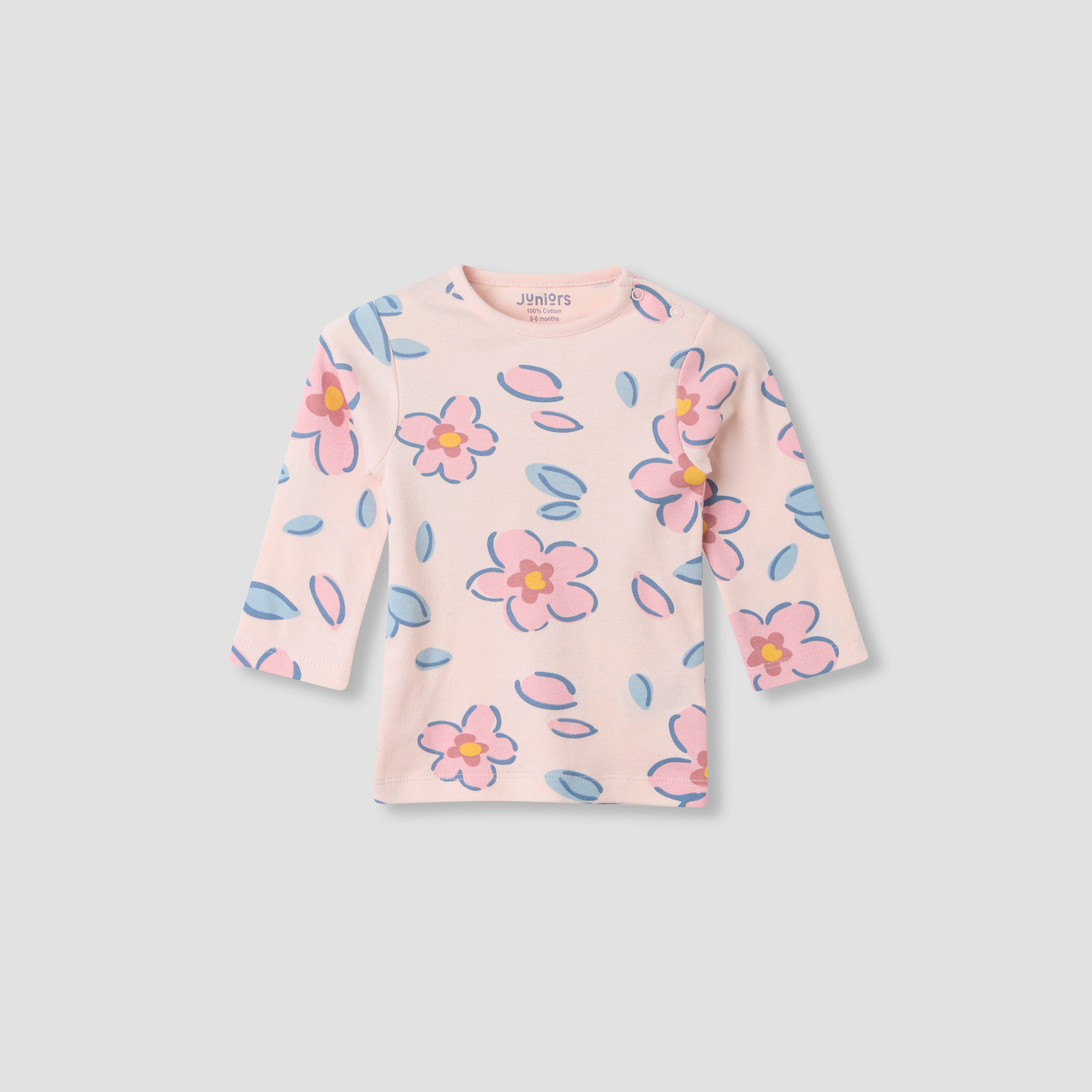 Juniors Floral Print Long Sleeve T-shirt and Pyjama Set-baby-girls-clothing-nightwear-pyjamasets-image-2