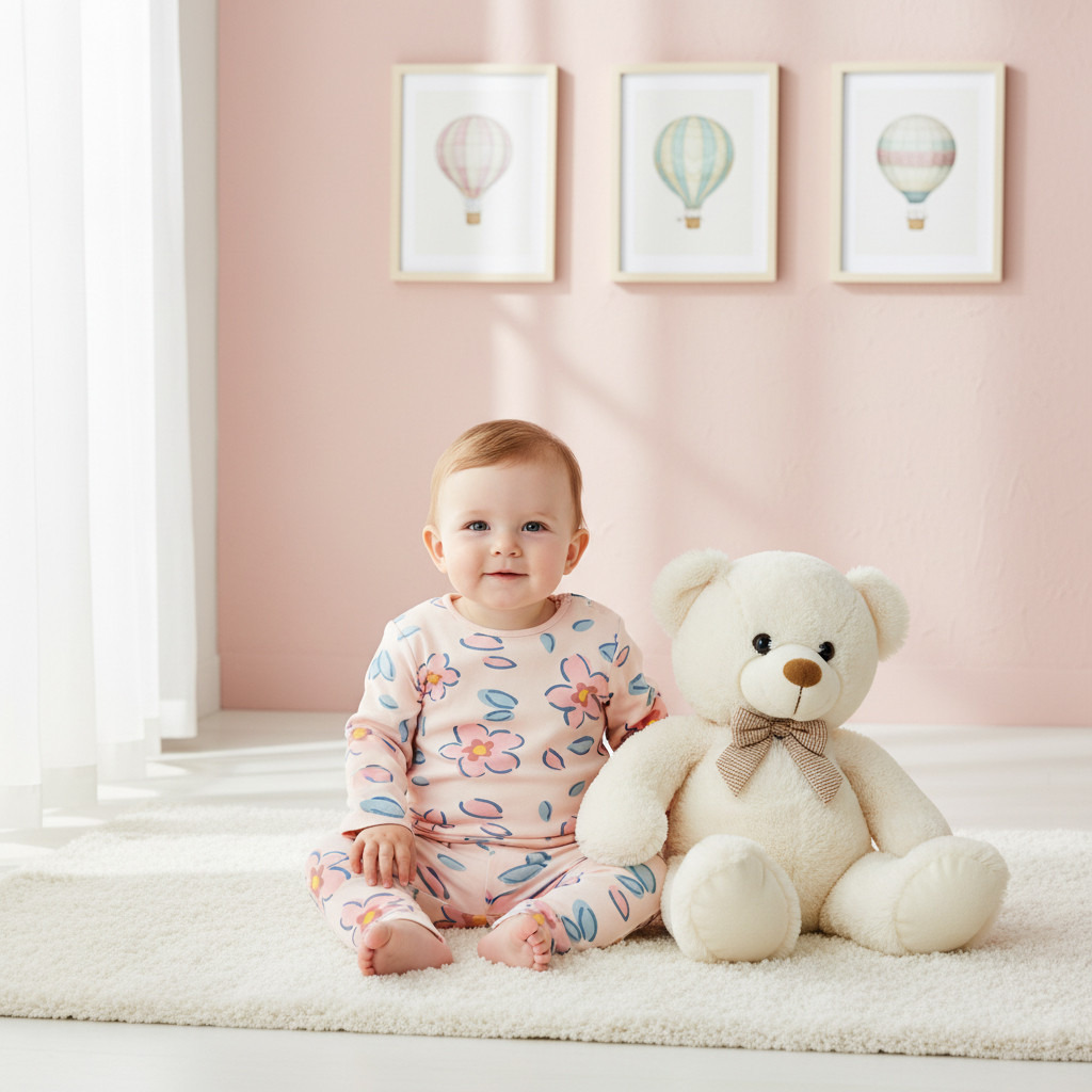 Juniors Floral Print Long Sleeve T-shirt and Pyjama Set-baby-girls-clothing-nightwear-pyjamasets-image-8