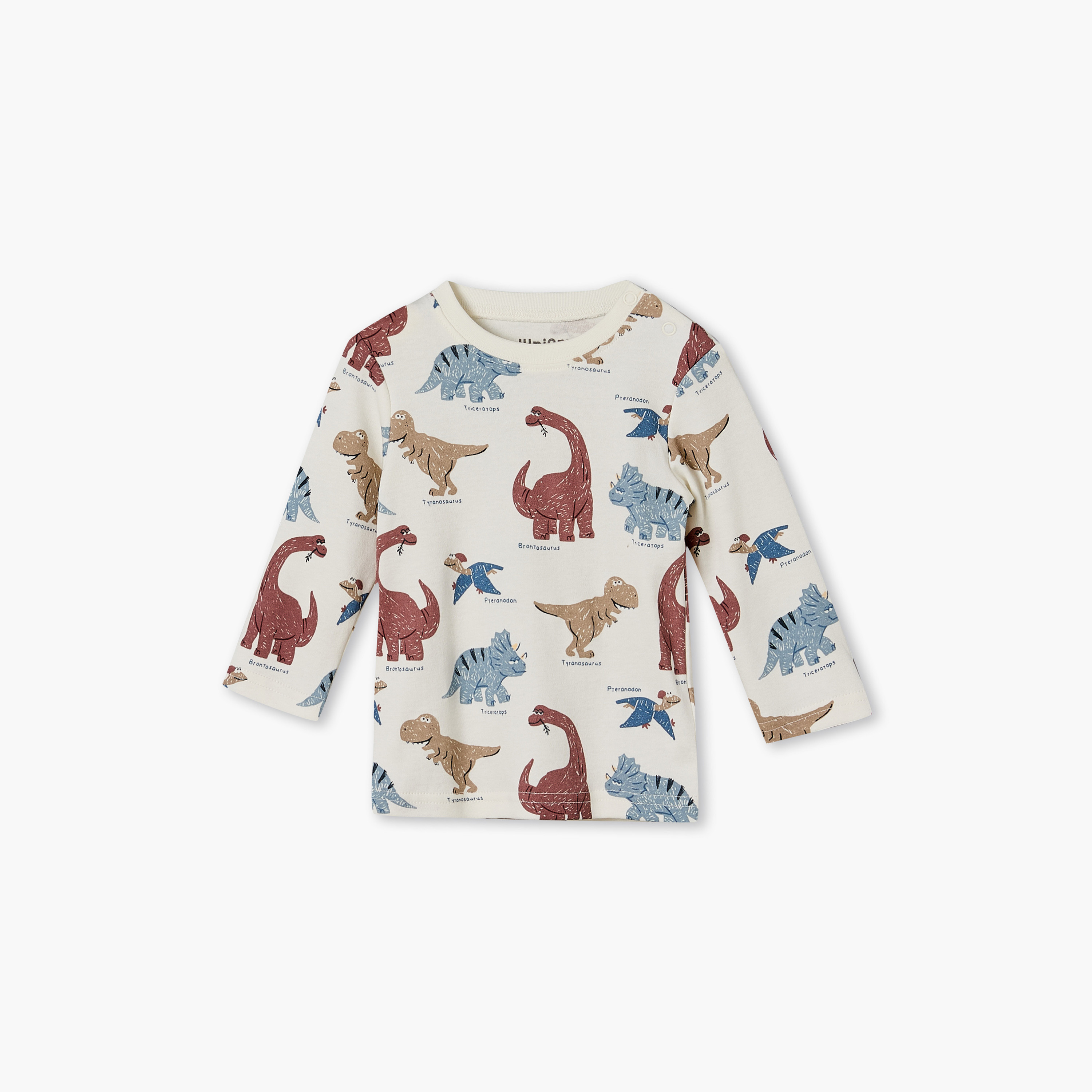 Juniors Cotton Crew Neck Long Sleeves Pyjama Set with Dinosaur Print-baby-boys-clothing-nightwear-pyjamasets-image-3
