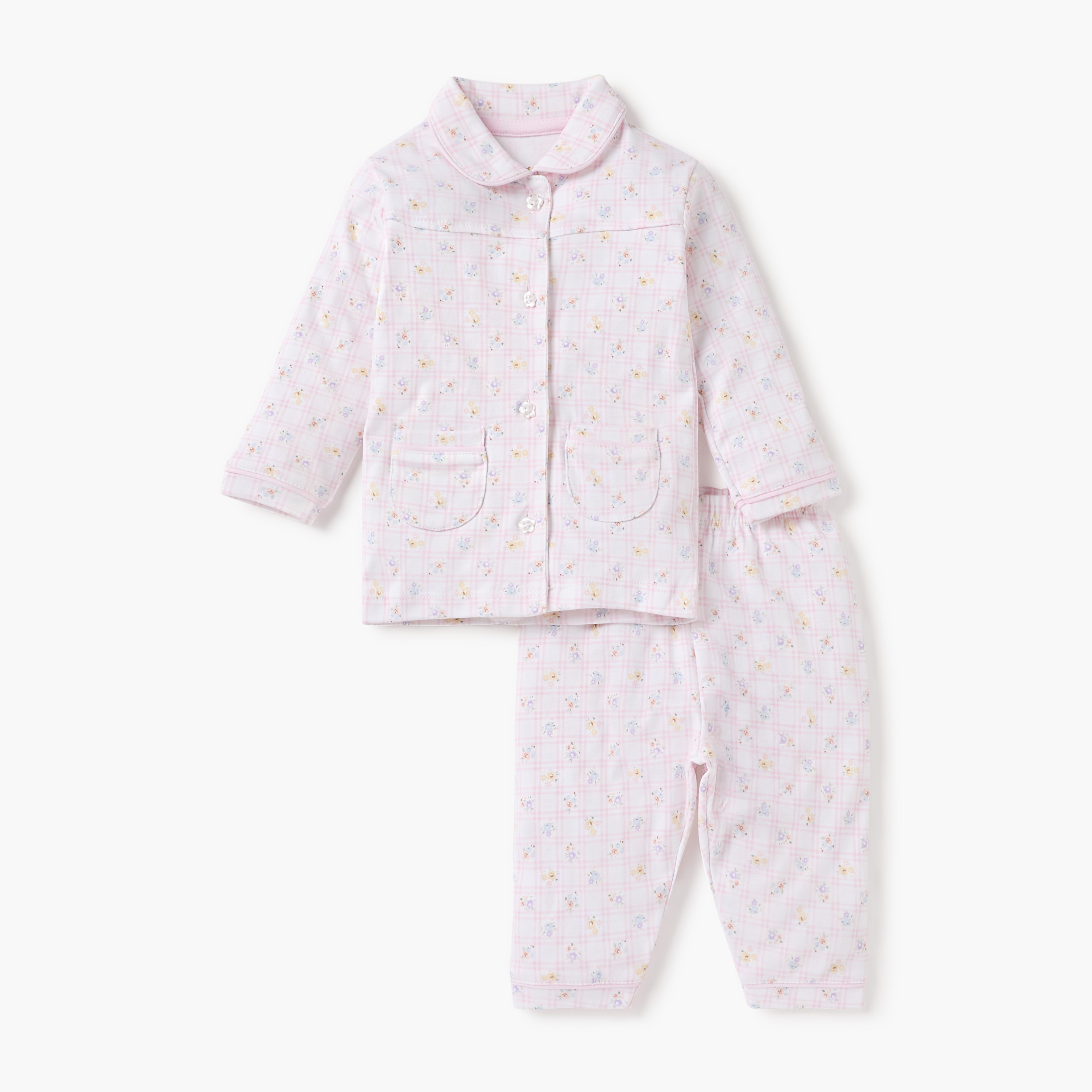 Juniors Floral Print Shirt and Pyjama Set-baby-girls-clothing-nightwear-pyjamasets-image-1