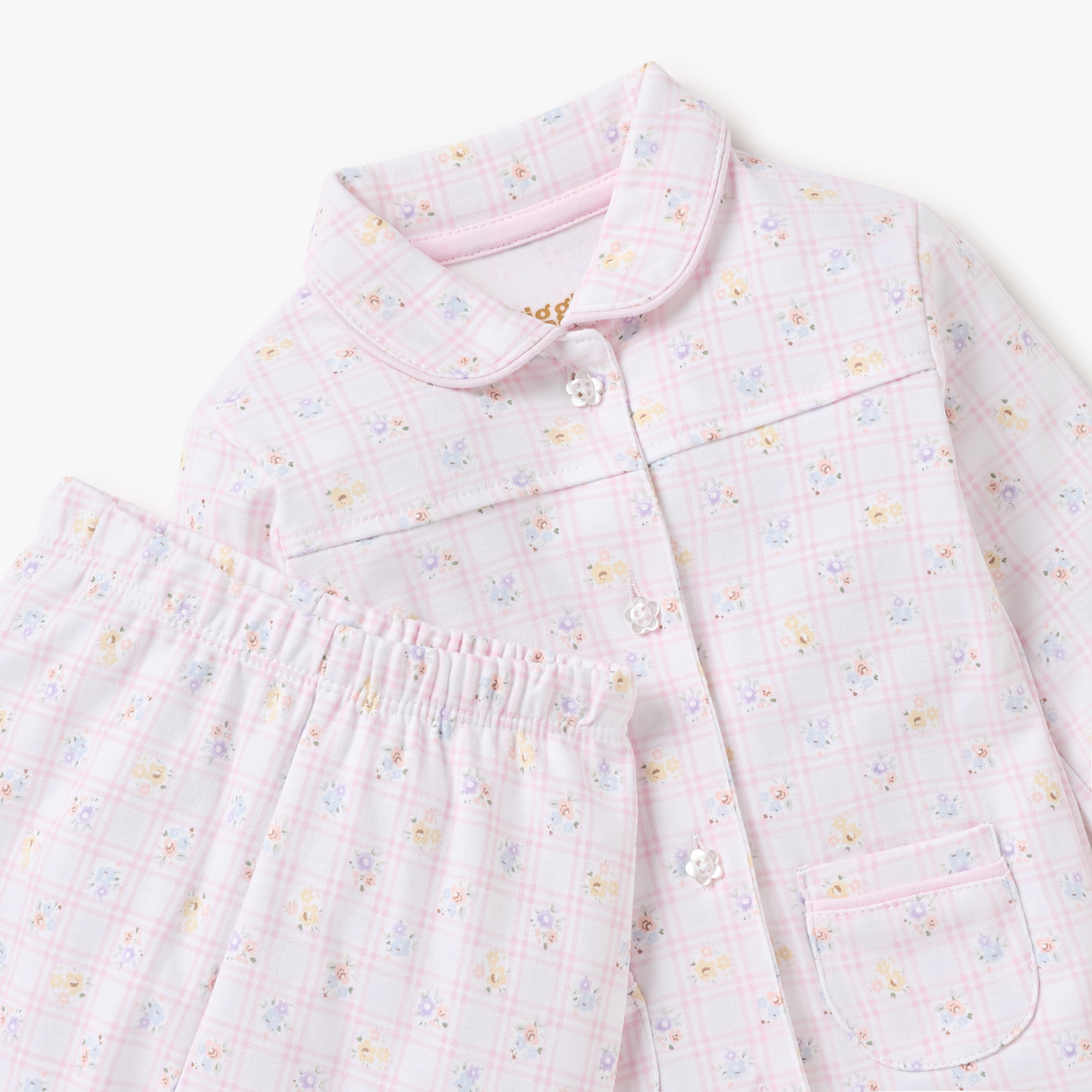 Juniors Floral Print Shirt and Pyjama Set-baby-girls-clothing-nightwear-pyjamasets-image-4